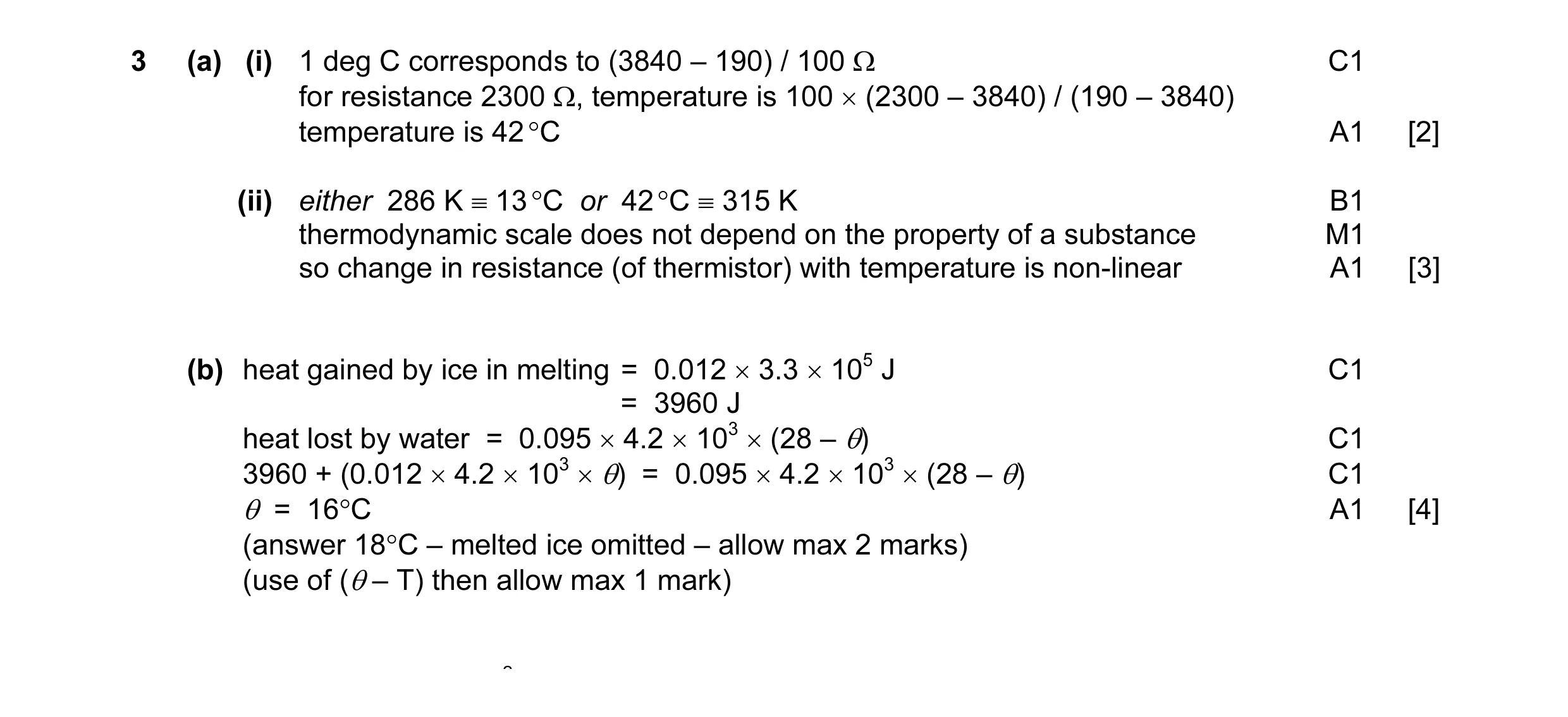 Mark scheme for question 5