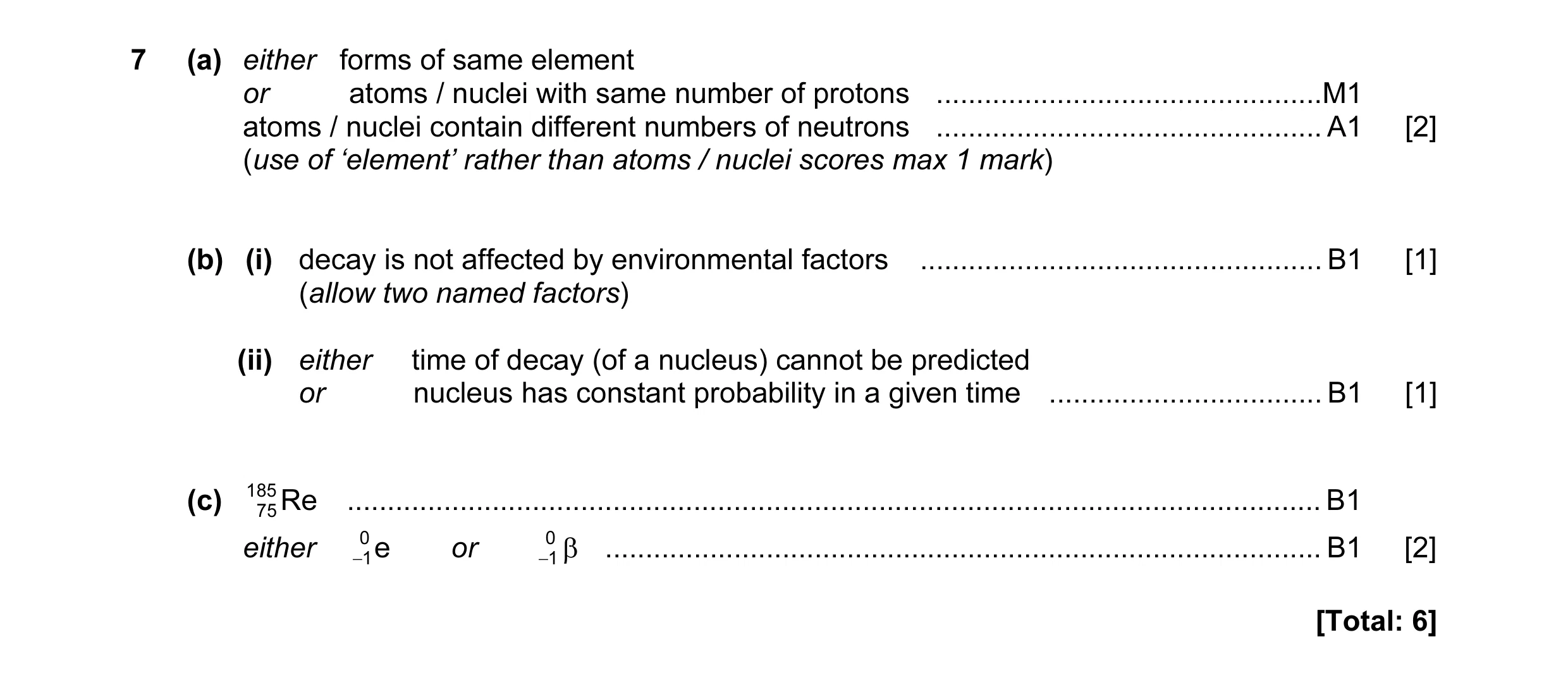 Mark scheme for question 4