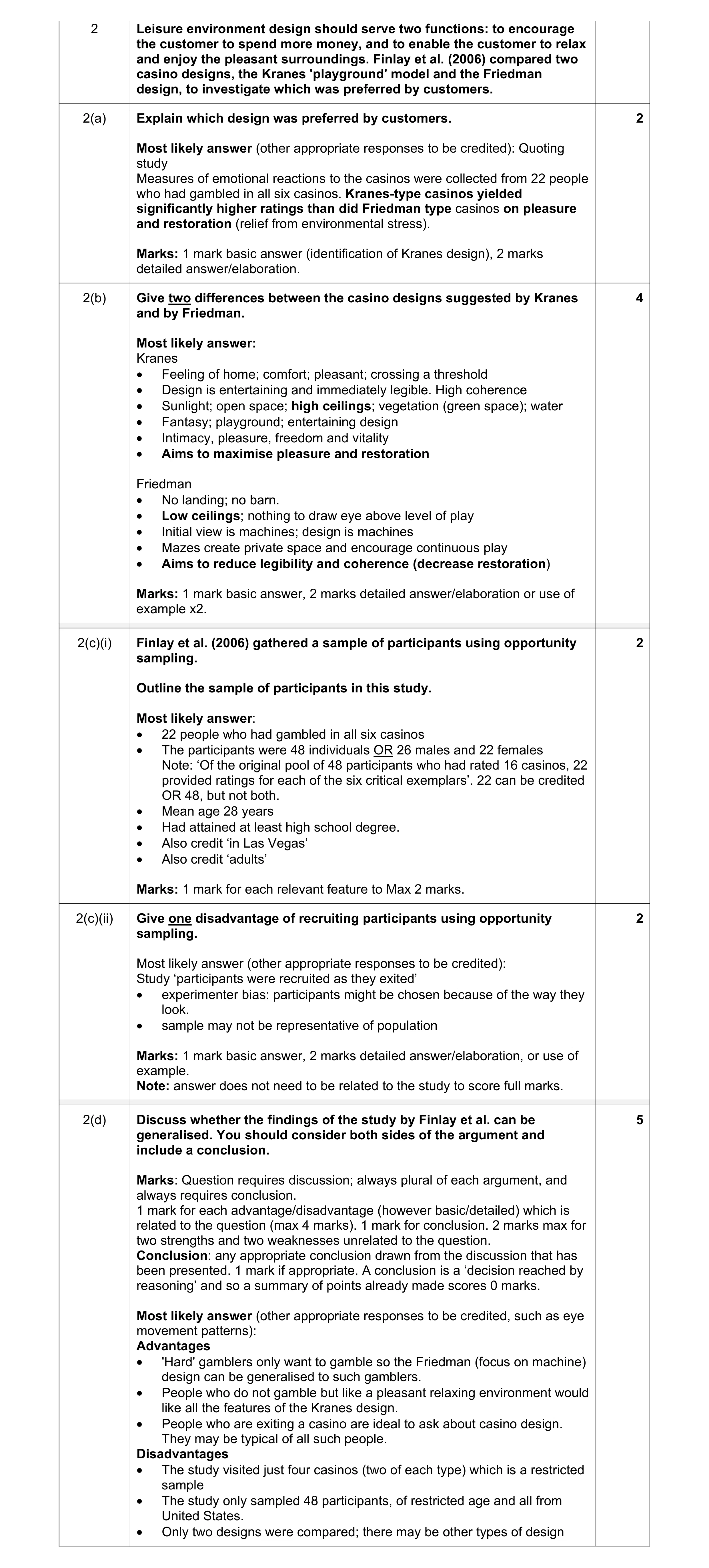 Mark scheme for question 17