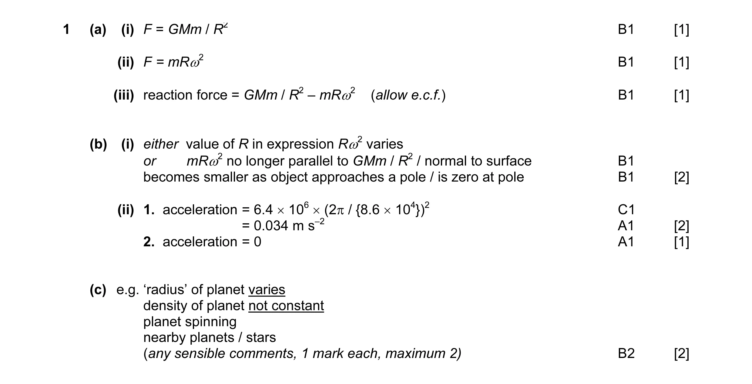 Mark scheme for question 4
