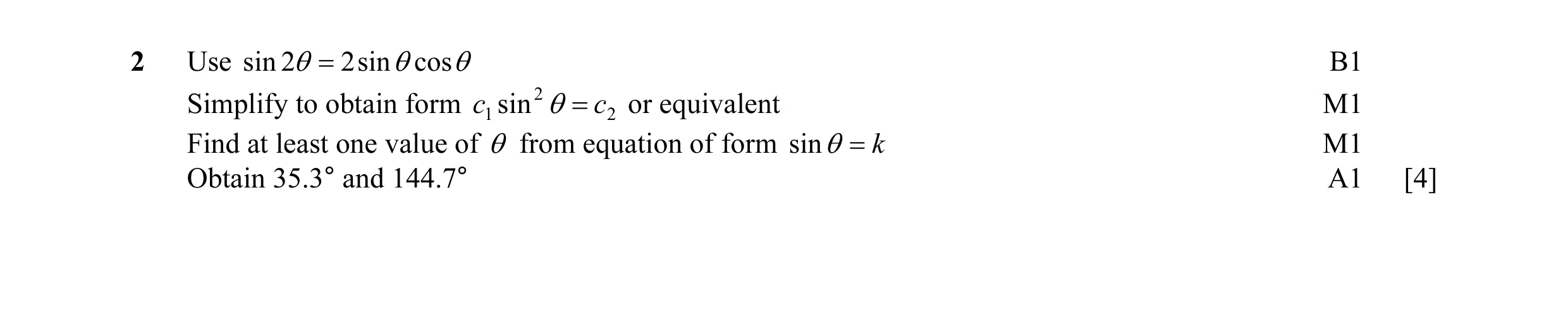 Mark scheme for question 44