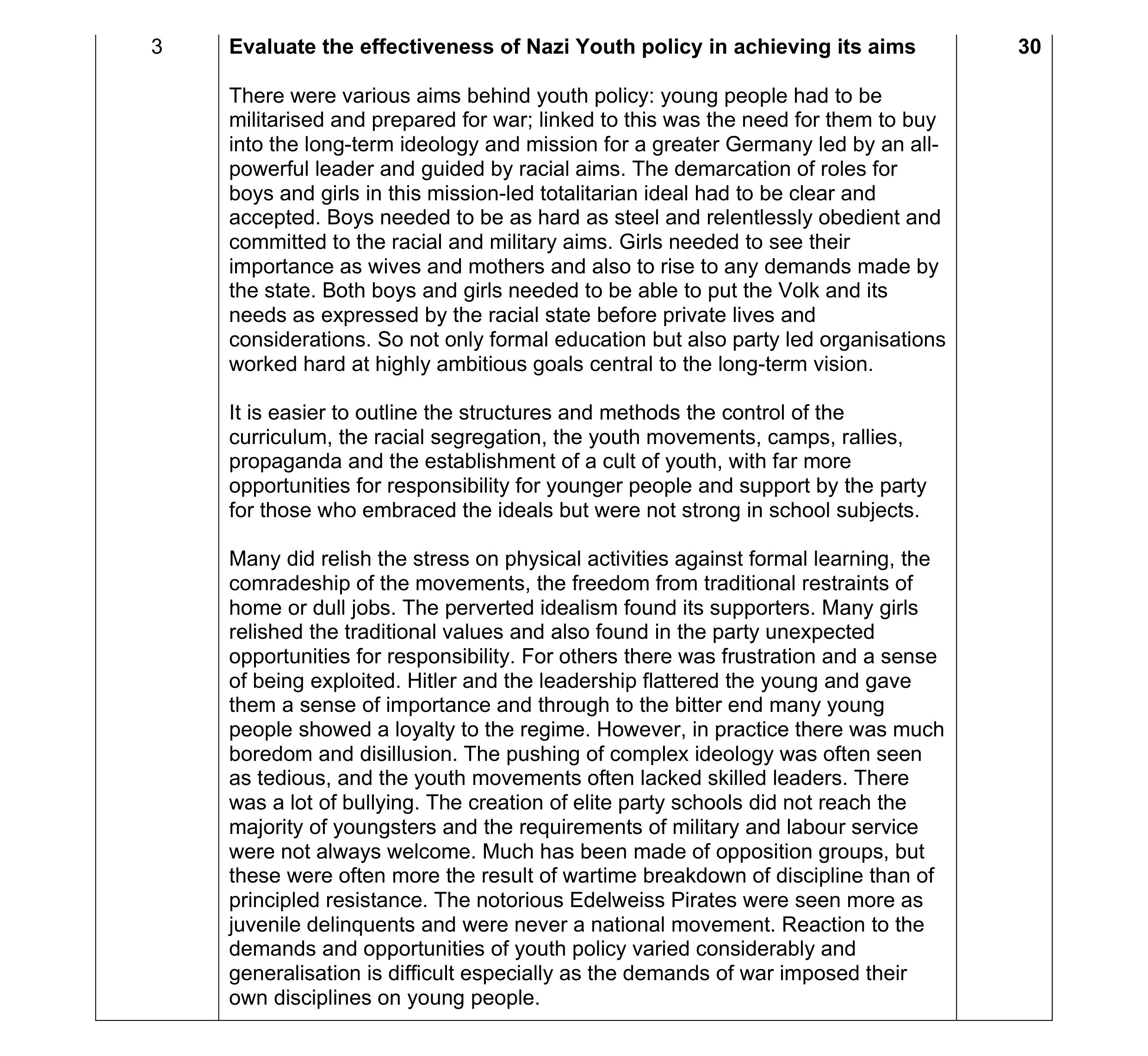 Mark scheme for question 29