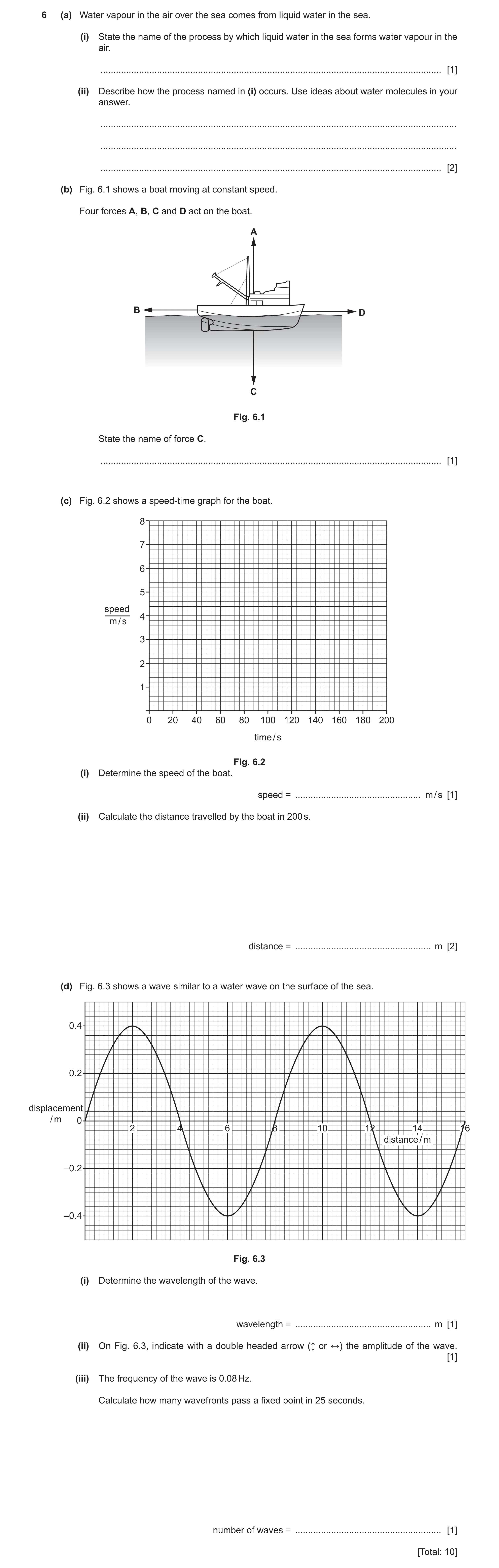 Question 13: (a) Water vapour in the air over the sea comes from liquid water in the sea. (i) State the name of the process by which liquid water in the…