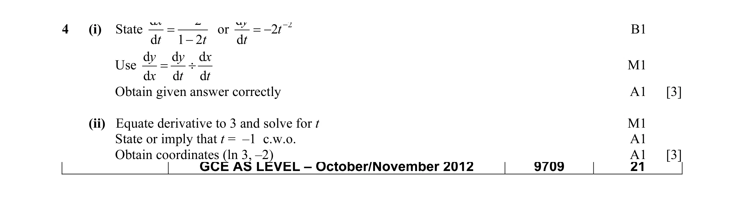 Mark scheme for question 35