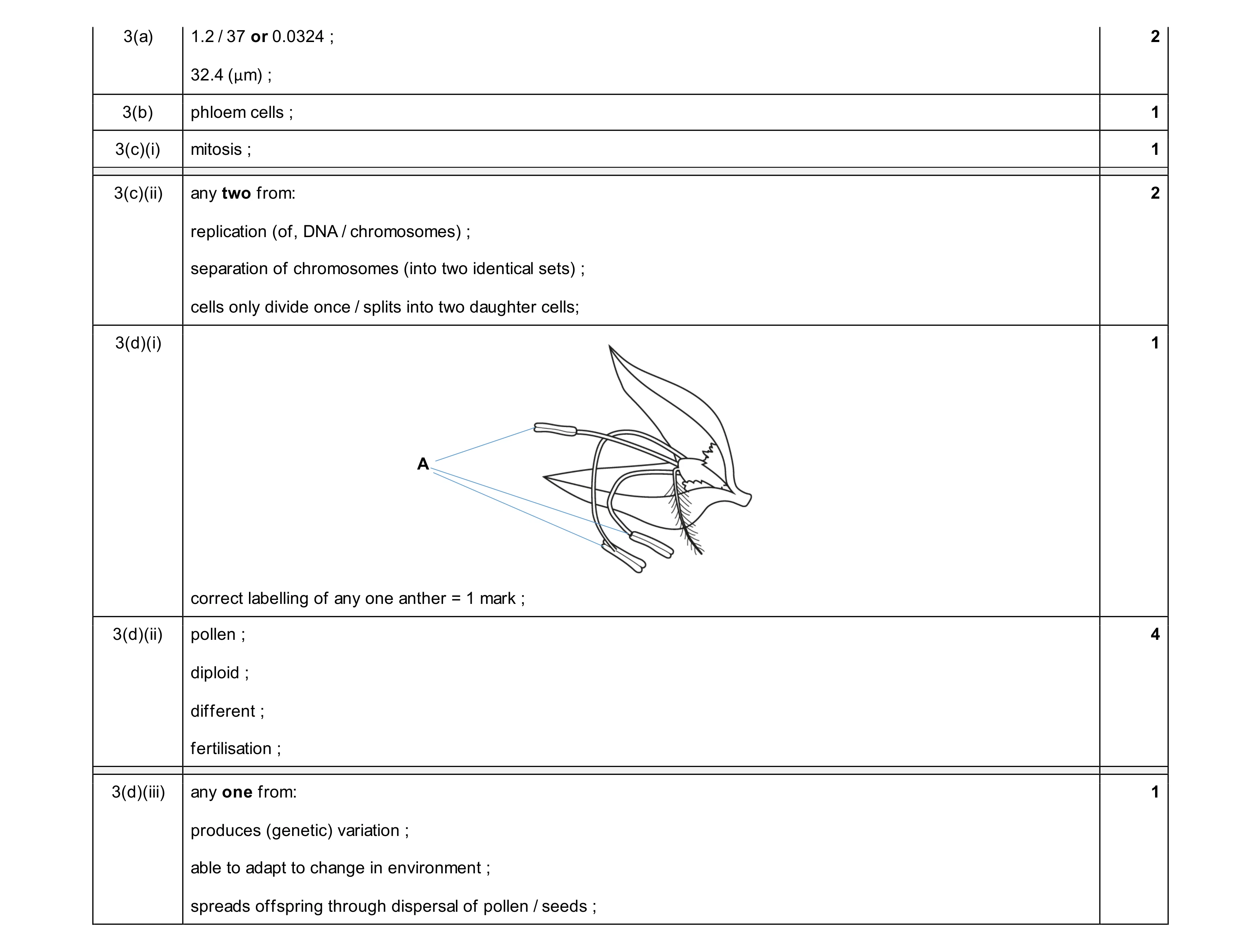 Mark scheme for question 13
