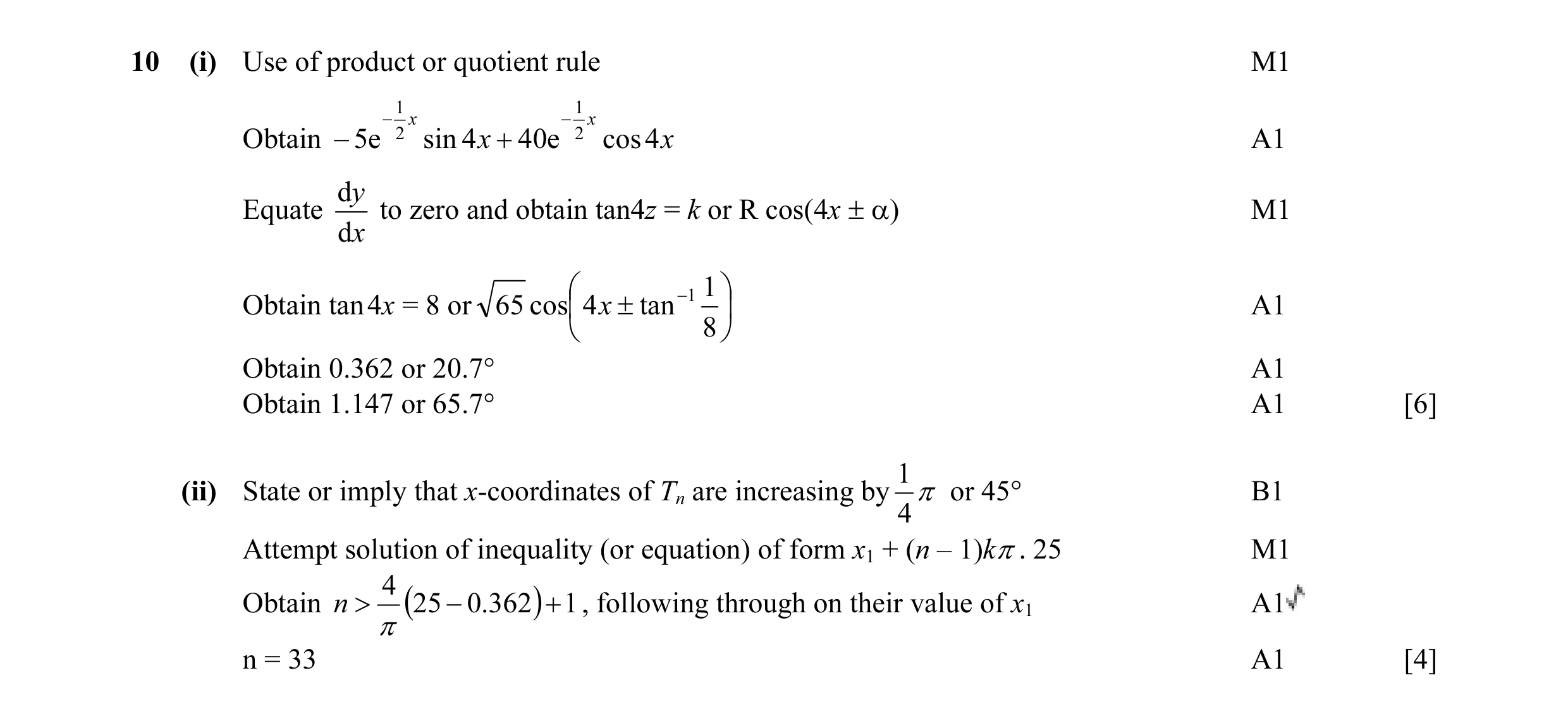 Mark scheme for question 35