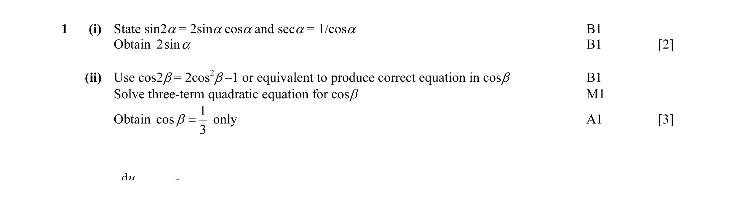 Mark scheme for question 40