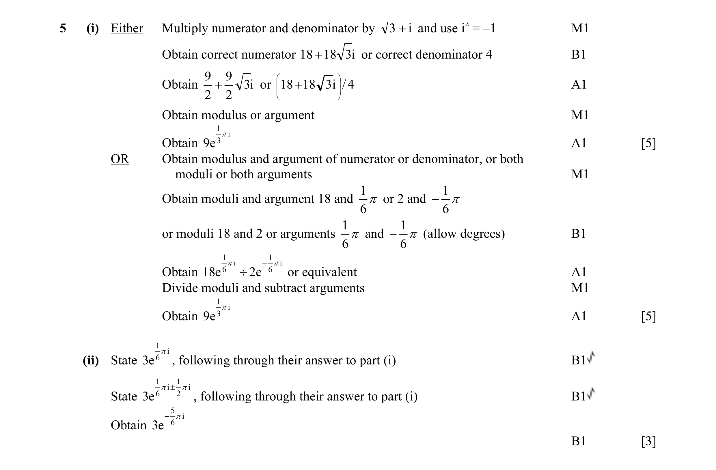 Mark scheme for question 30