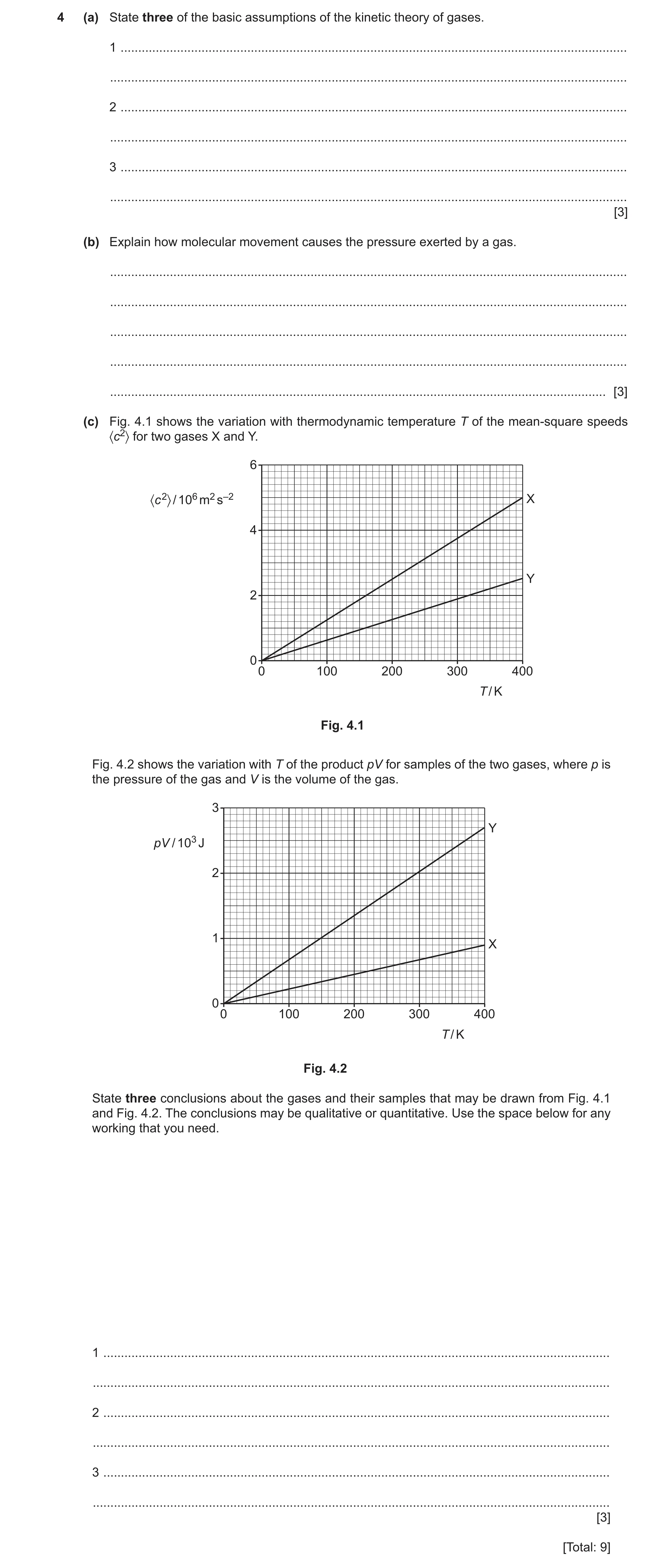 Question 35: (a) State three of the basic assumptions of the kinetic theory of gases. 1 ................................................................…