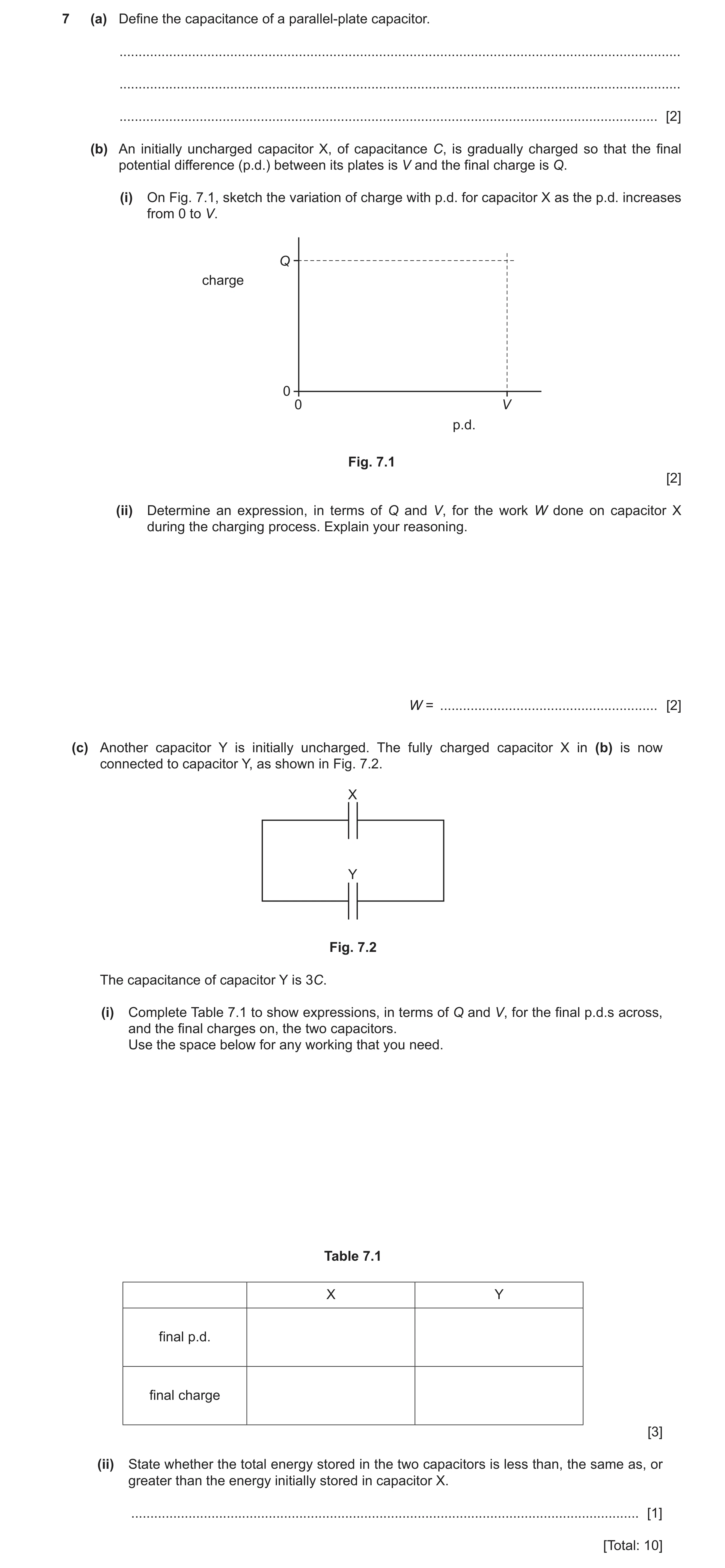 Question 29: (a) Define the capacitance of a parallel‑plate capacitor. .................................................................................…