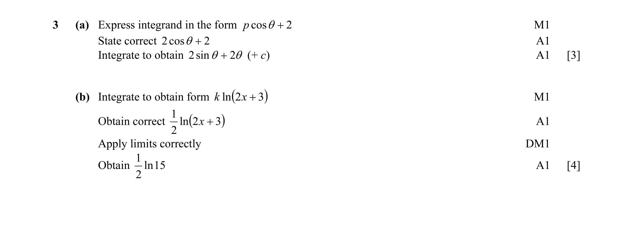 Mark scheme for question 47