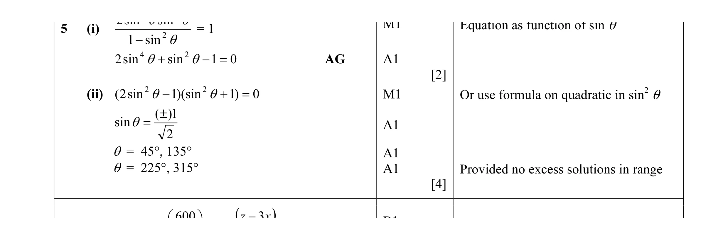 Mark scheme for question 13