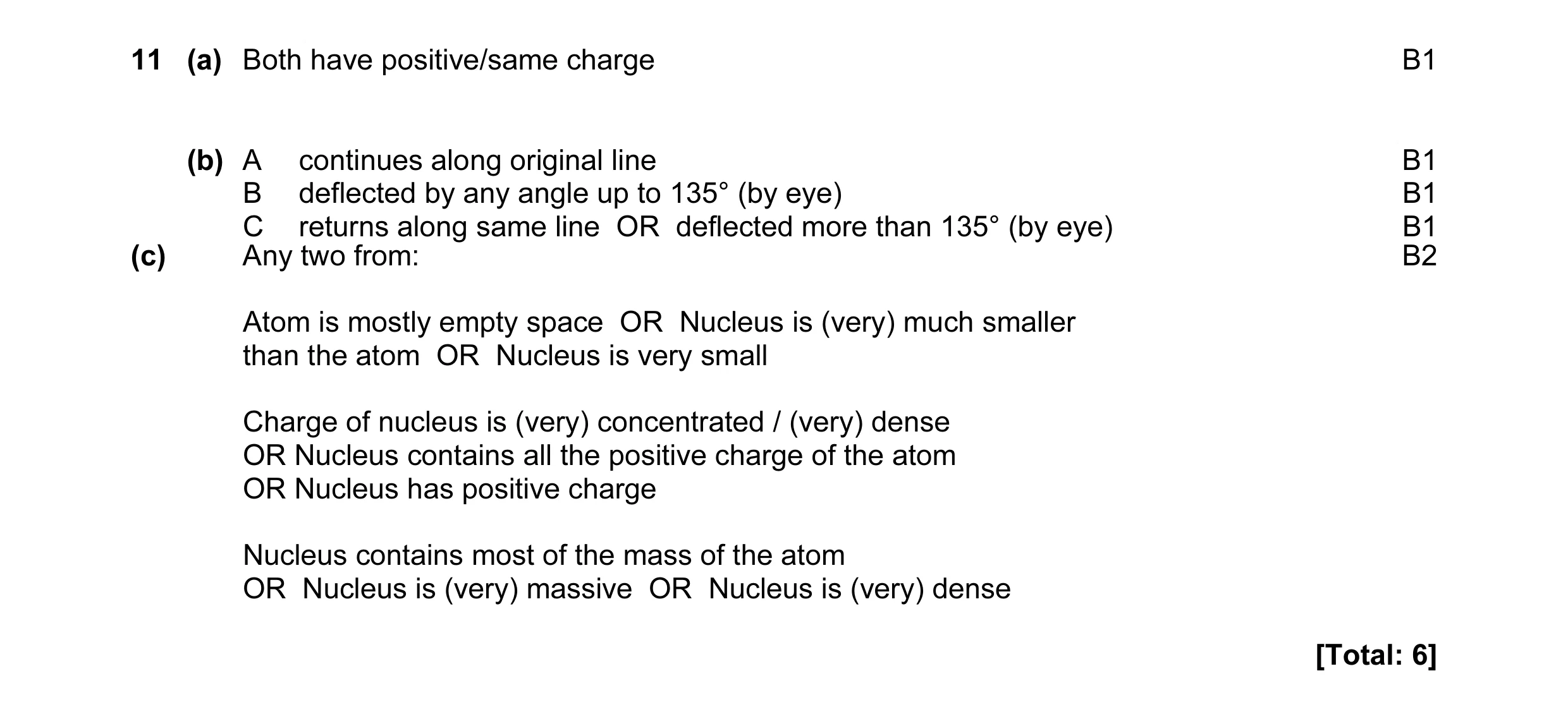 Mark scheme for question 13