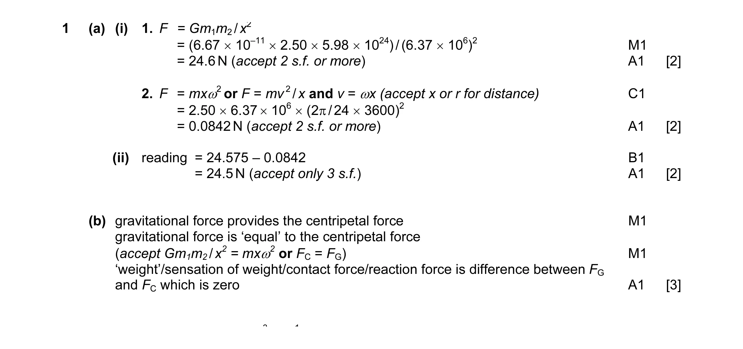 Mark scheme for question 4