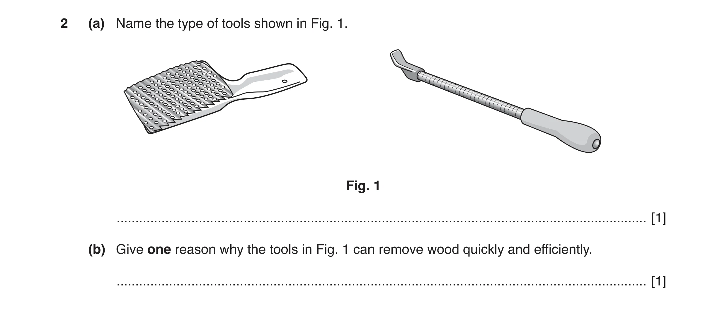 Question 72: (a) Name the type of tools shown in Fig. 1. Fig. 1 ........................................................................................…
