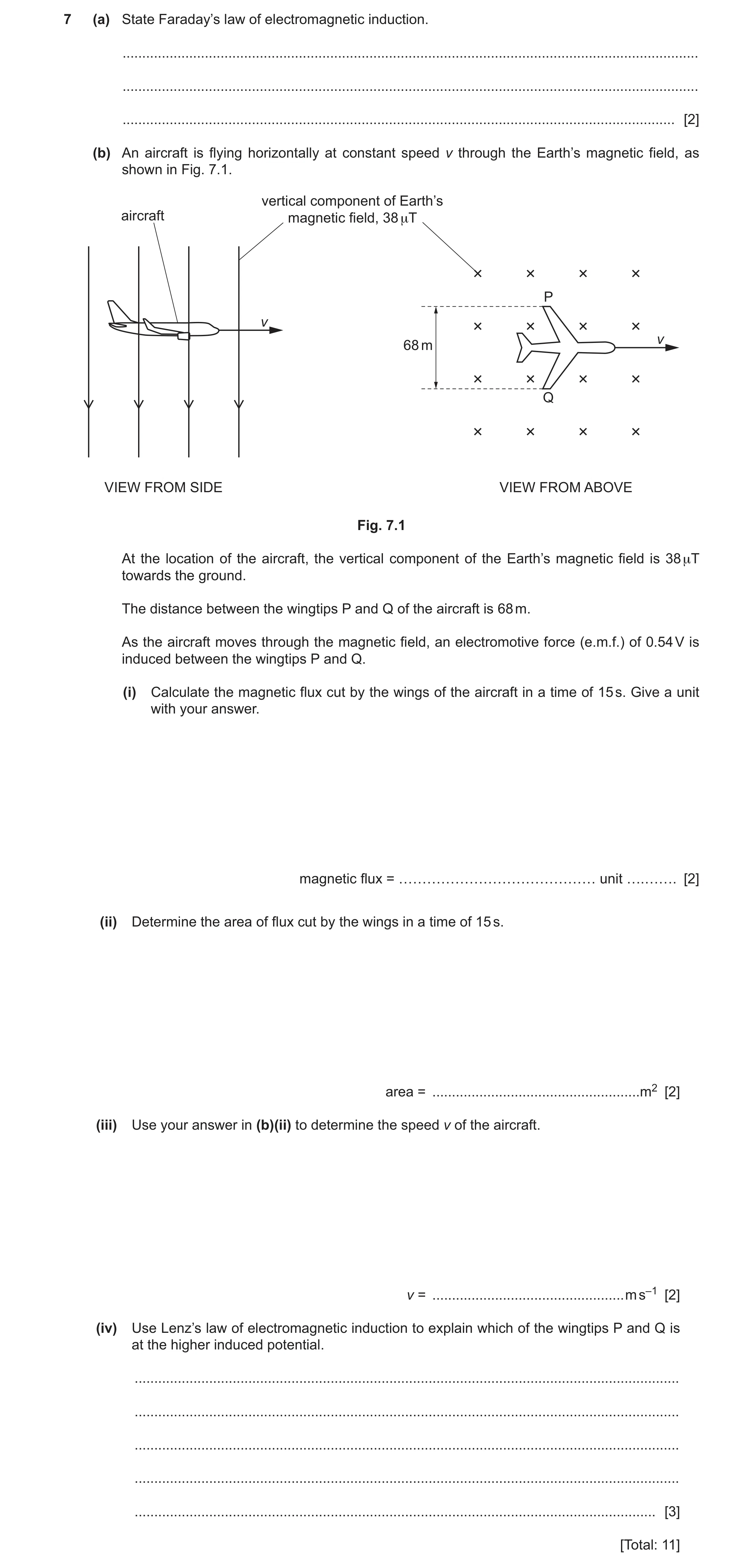 Question 43: (a) State Faraday’s law of electromagnetic induction. .....................................................................................…