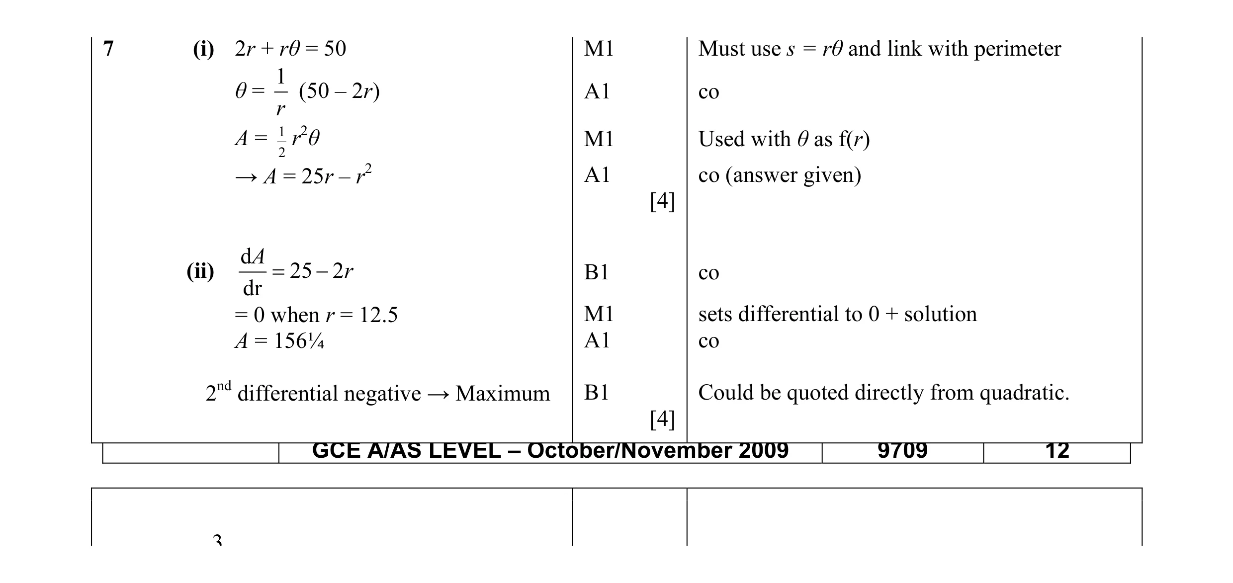 Mark scheme for question 4