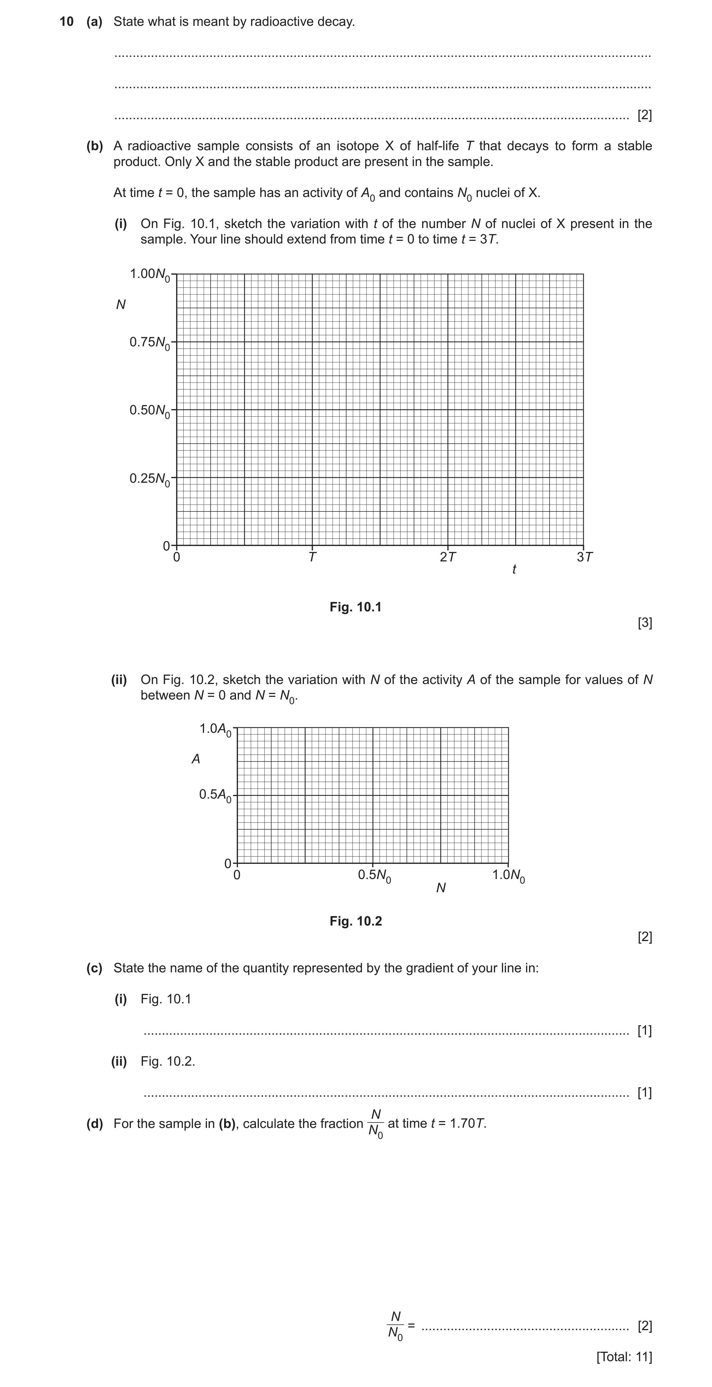 Question 28: (a) State what is meant by radioactive decay. .............................................................................................…