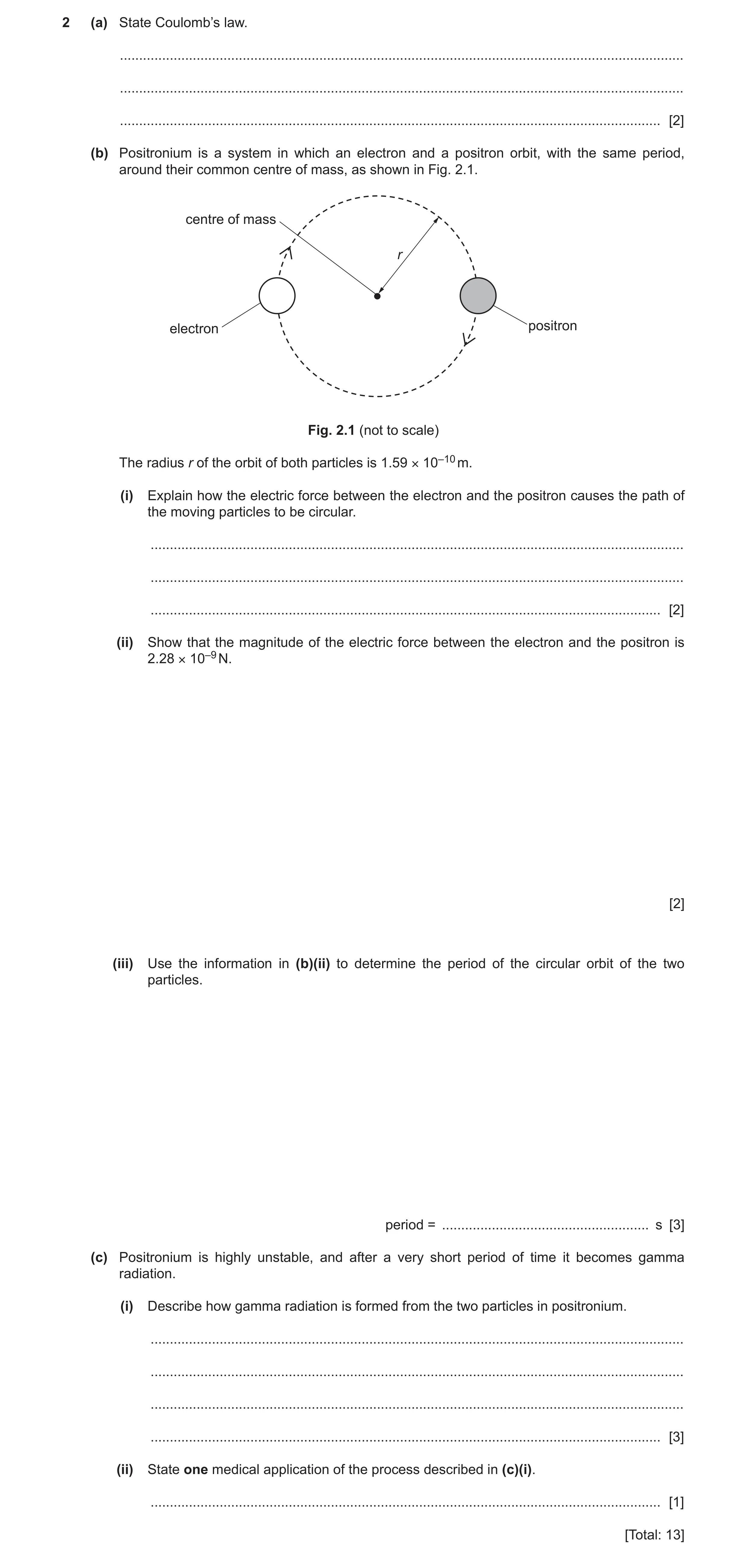 Question 18: (a) State Coulomb’s law. ..................................................................................................................…
