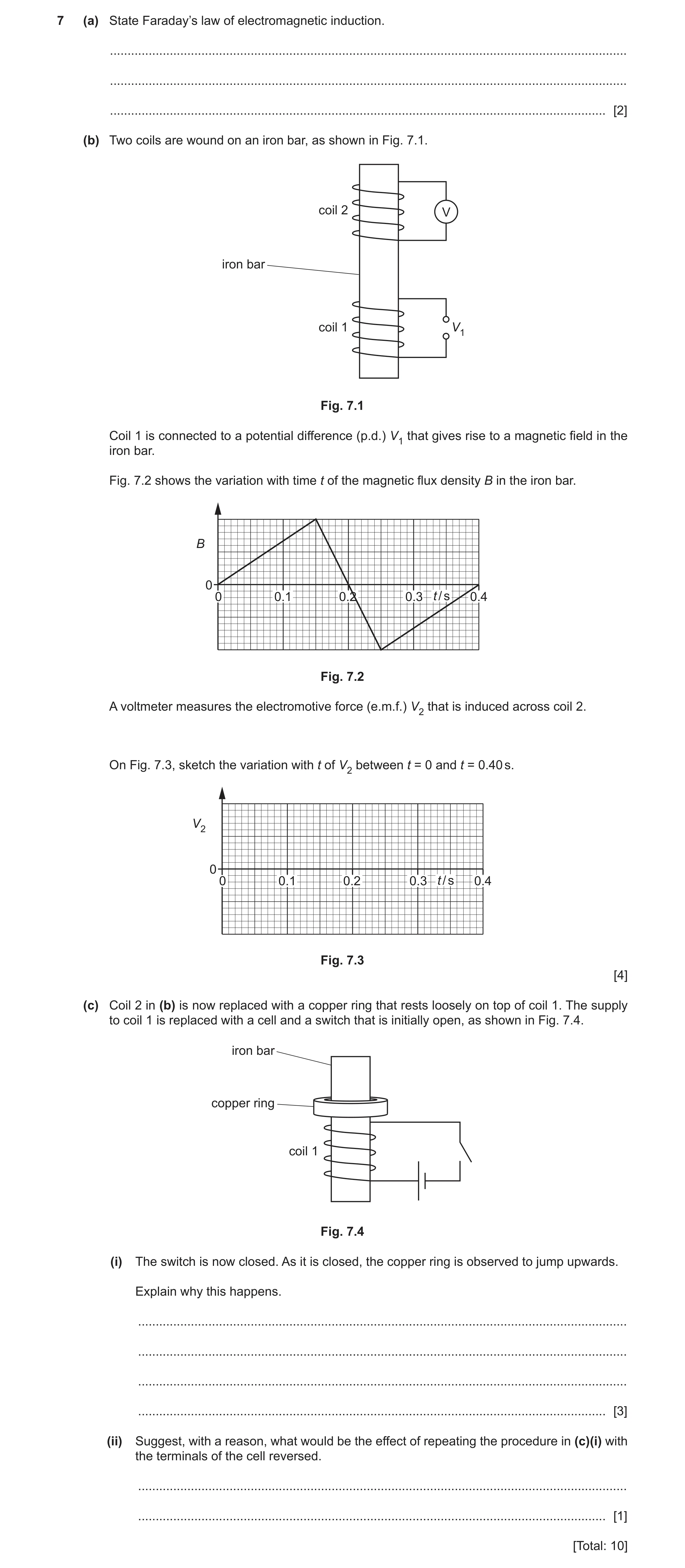 Question 33: (a) State Faraday’s law of electromagnetic induction. .....................................................................................…