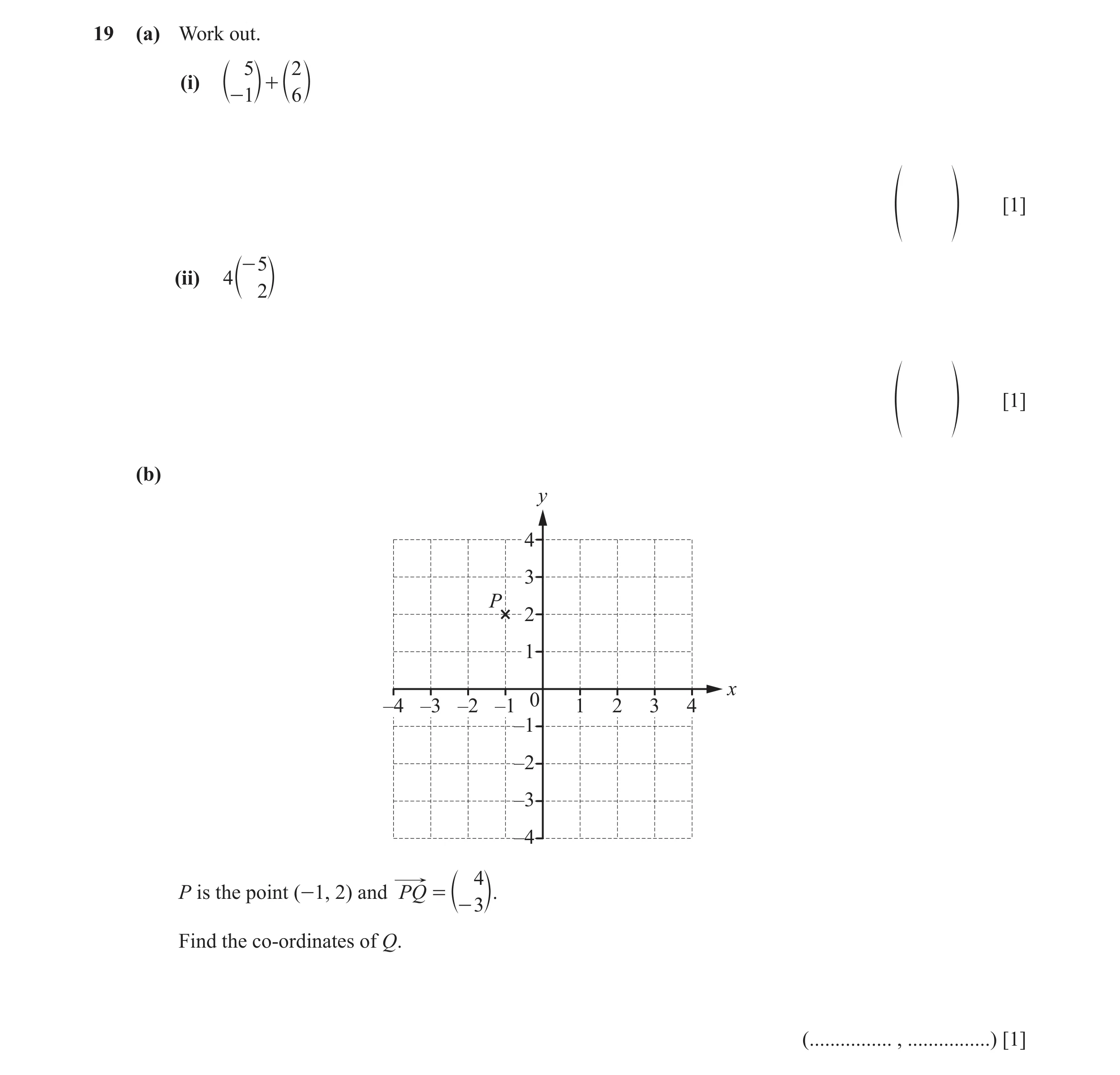 Question 66: (a) Work out. 5 2 (i) + c- 1m c 6 m [1] f p - 5 (ii) 4 c 2m [1] f p (b) y 4 3 P 2 1 x 0 –4 –3 –2 –1 1 2 3 4 –1 –2 –3 –4 4 P is the point (-…
