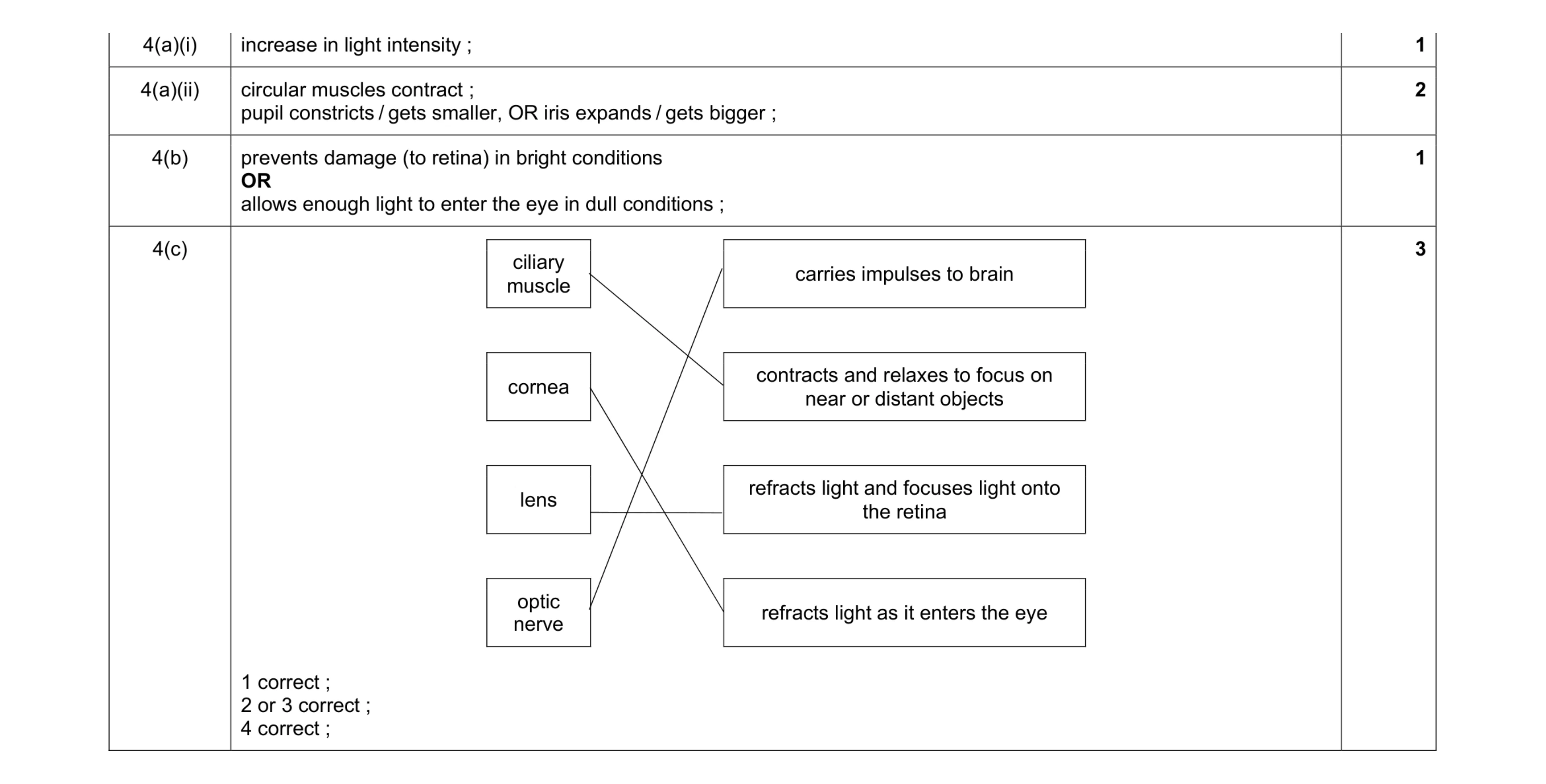 Mark scheme for question 4
