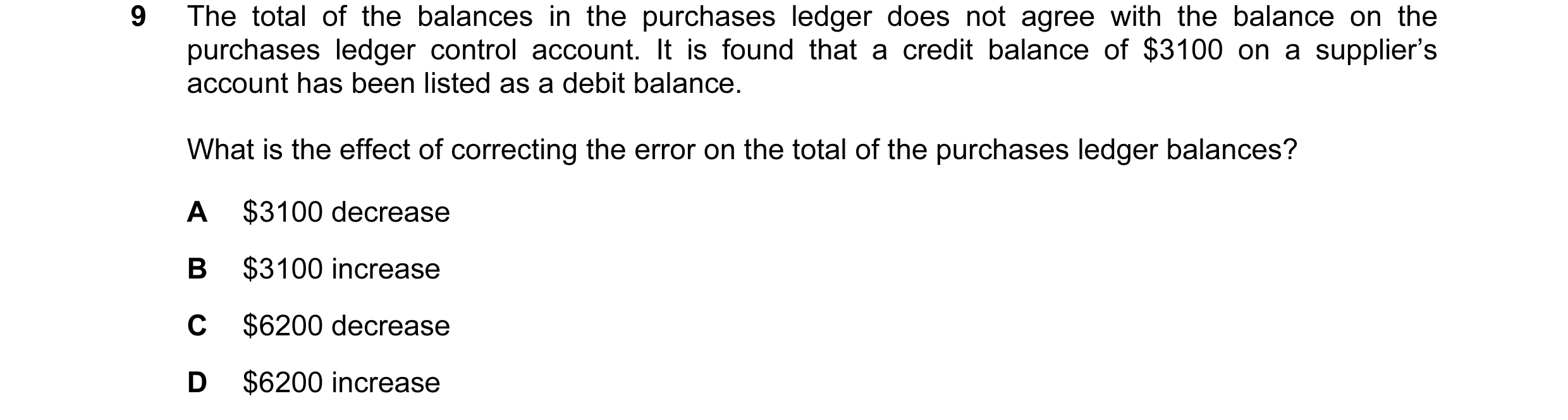 Question 14: The total of the balances in the purchases ledger does not agree with the balance on the purchases ledger control account. It is found that…