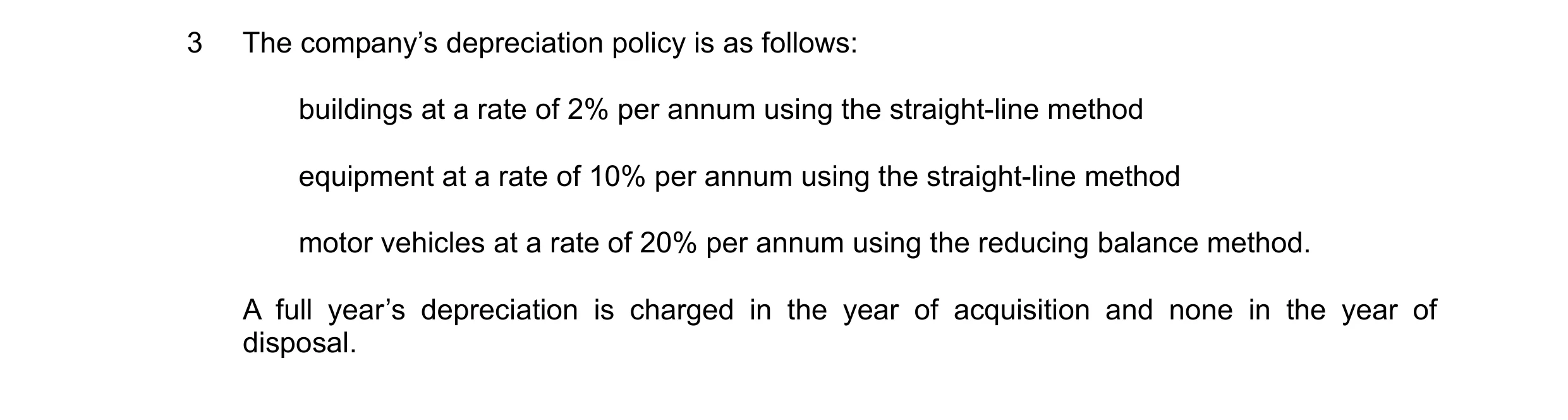 Question 12: The company’s depreciation policy is as follows: buildings at a rate of 2% per annum using the straight-line method equipment at a rate of …