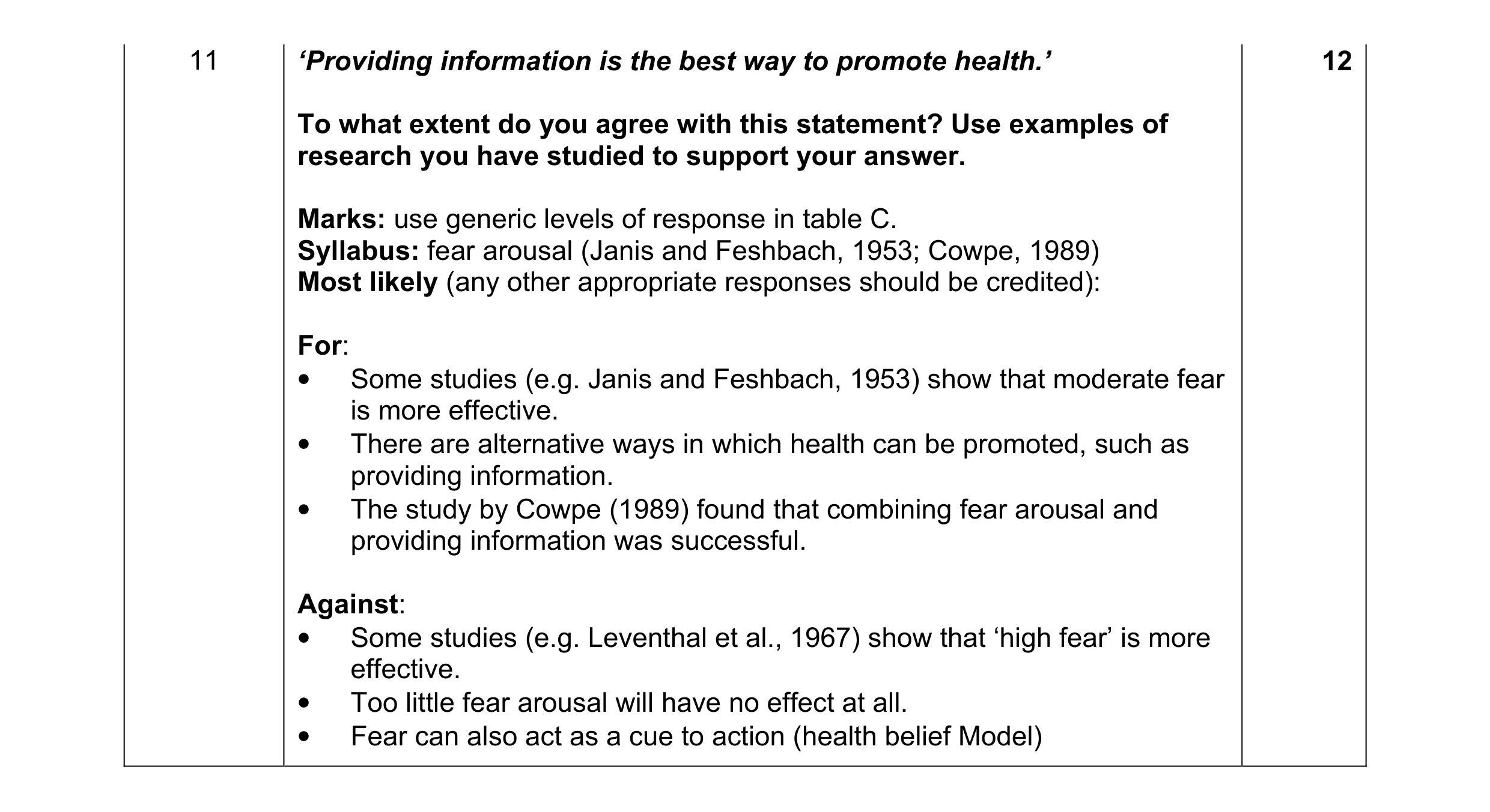 Mark scheme for question 6