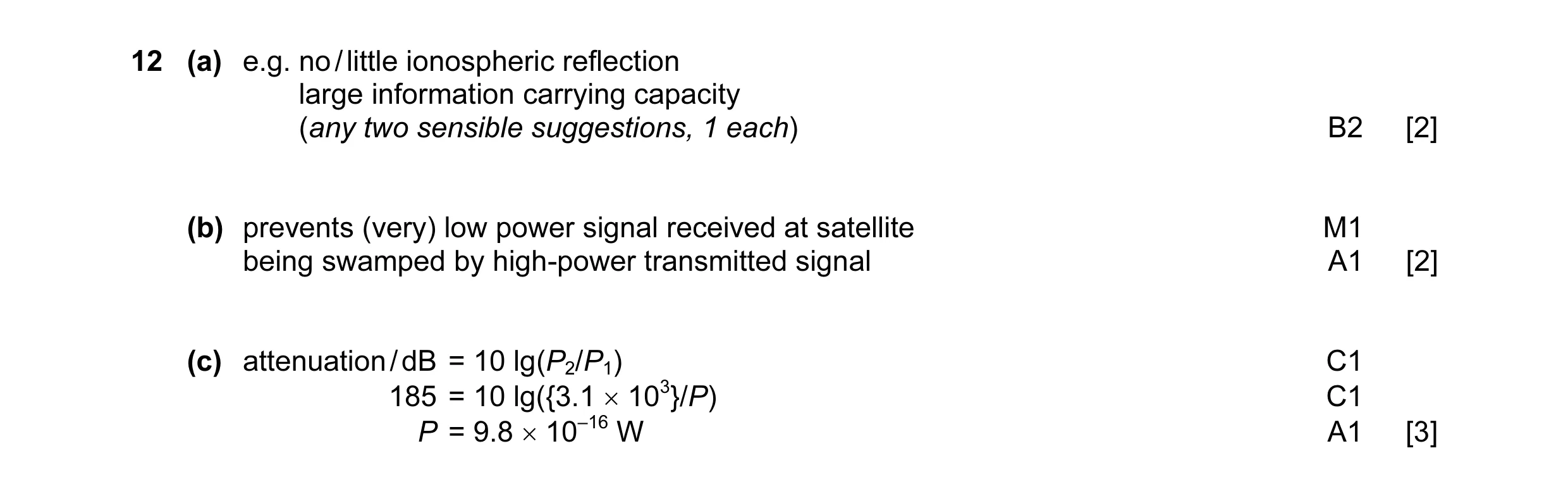 Mark scheme for question 15