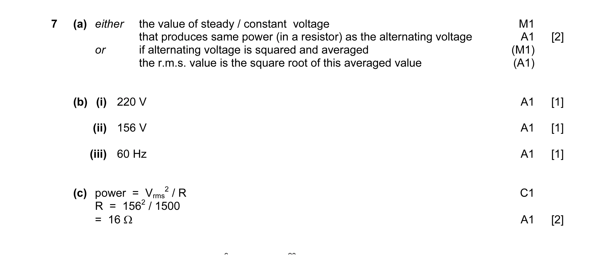 Mark scheme for question 2