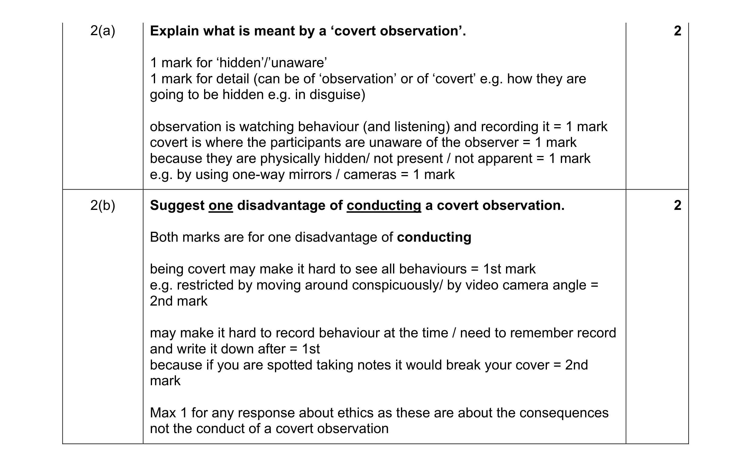 Mark scheme for question 74