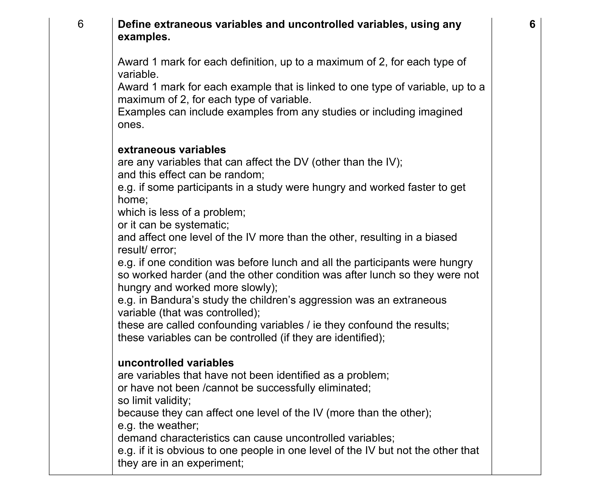 Mark scheme for question 77