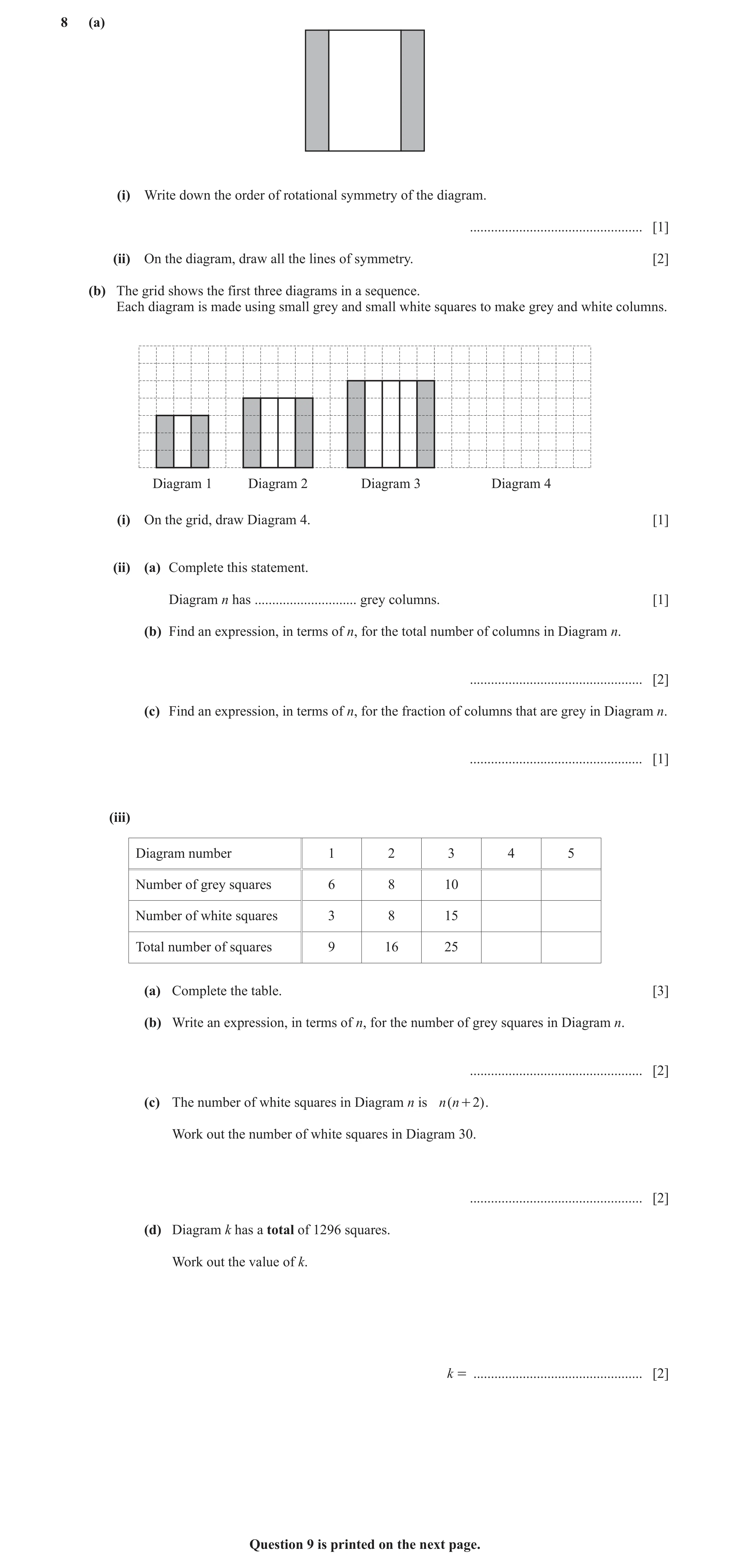 Question 27: (a) (i) Write down the order of rotational symmetry of the diagram. ................................................. [1] (ii) On the diagr…