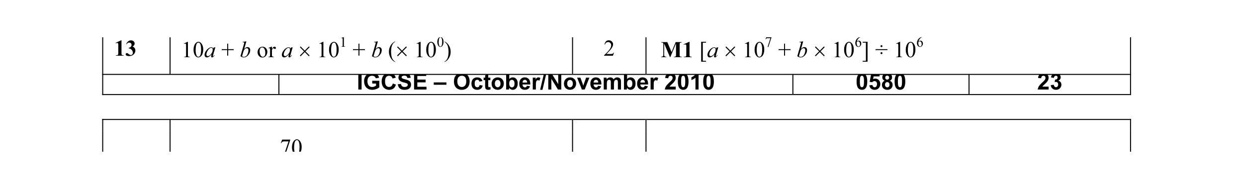 Mark scheme for question 6