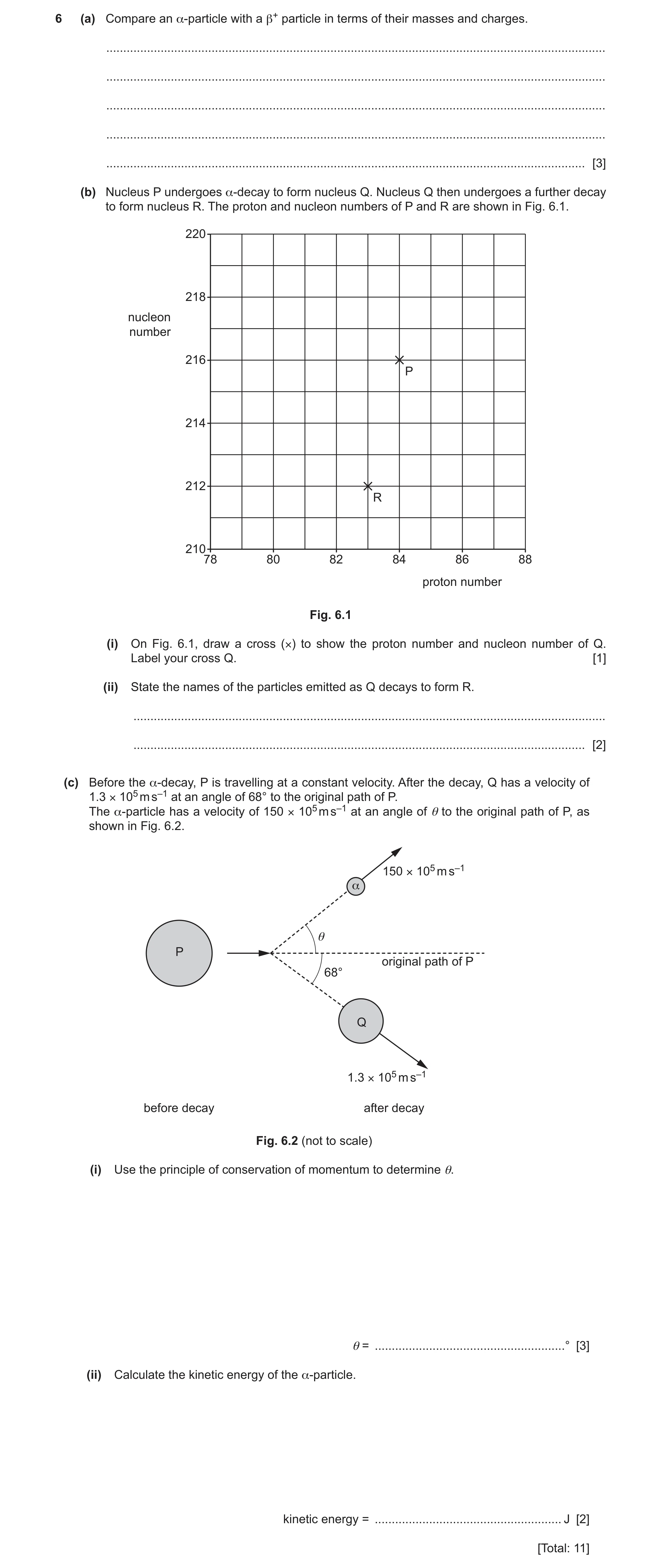 Question 63: (a) Compare an α‑particle with a β+ particle in terms of their masses and charges. ........................................................…