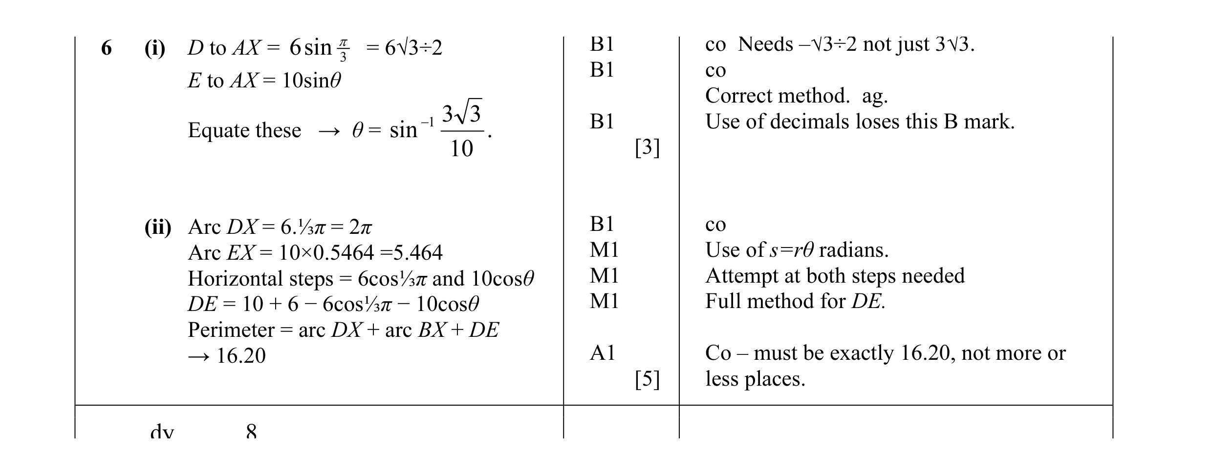 Mark scheme for question 11