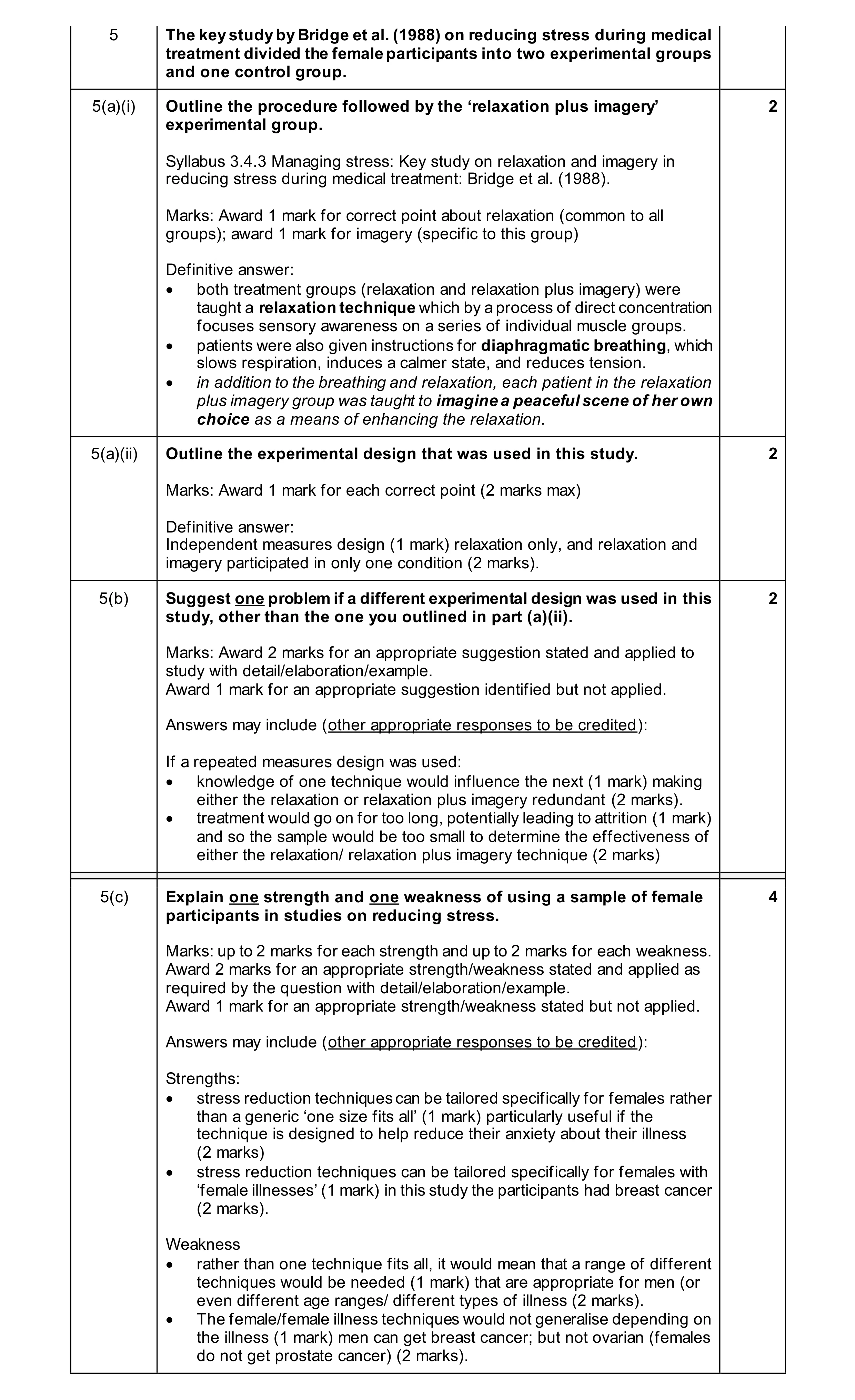Mark scheme for question 26