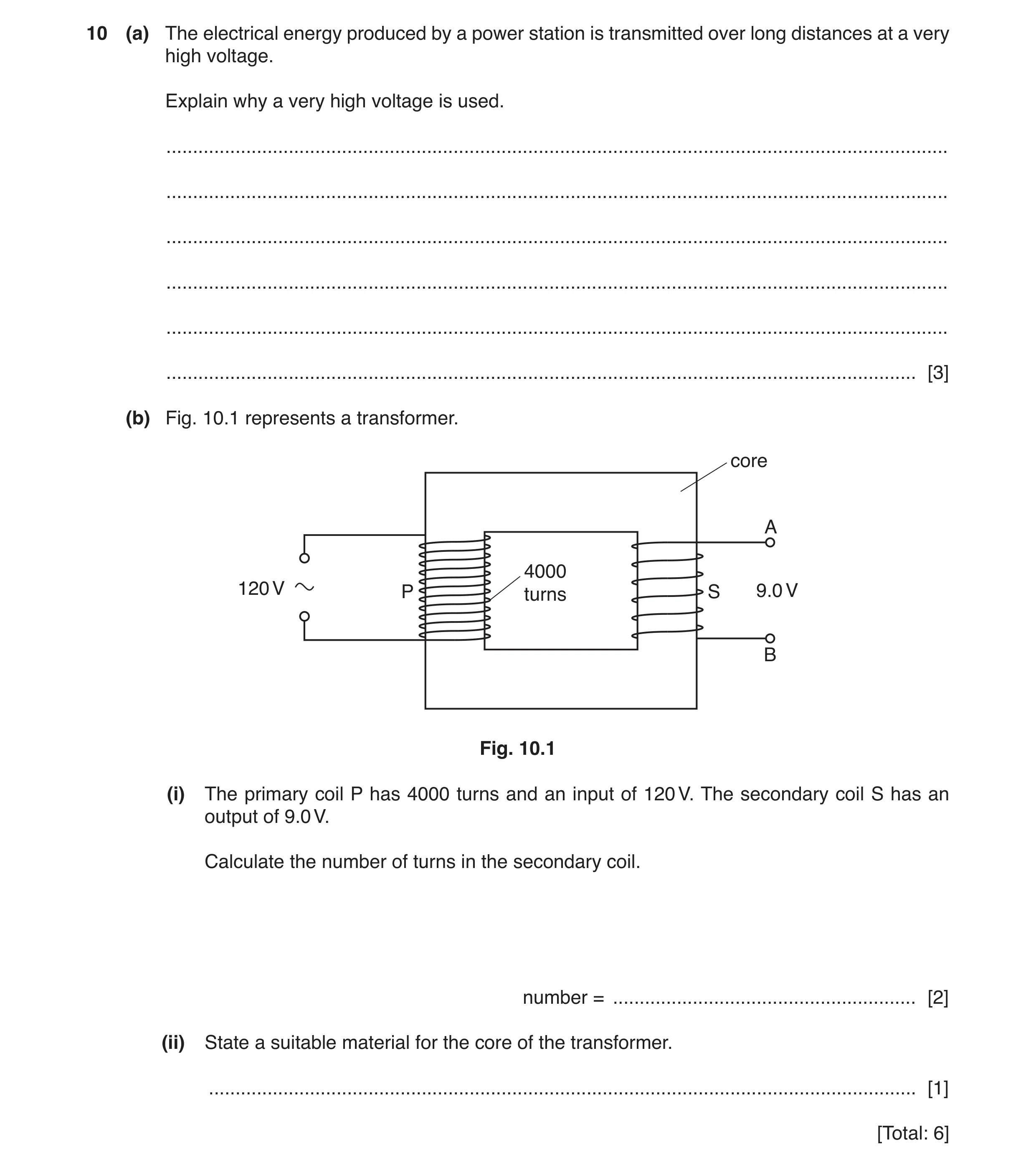 Question 13: (a) The electrical energy produced by a power station is transmitted over long distances at a very high voltage. Explain why a very high vo…