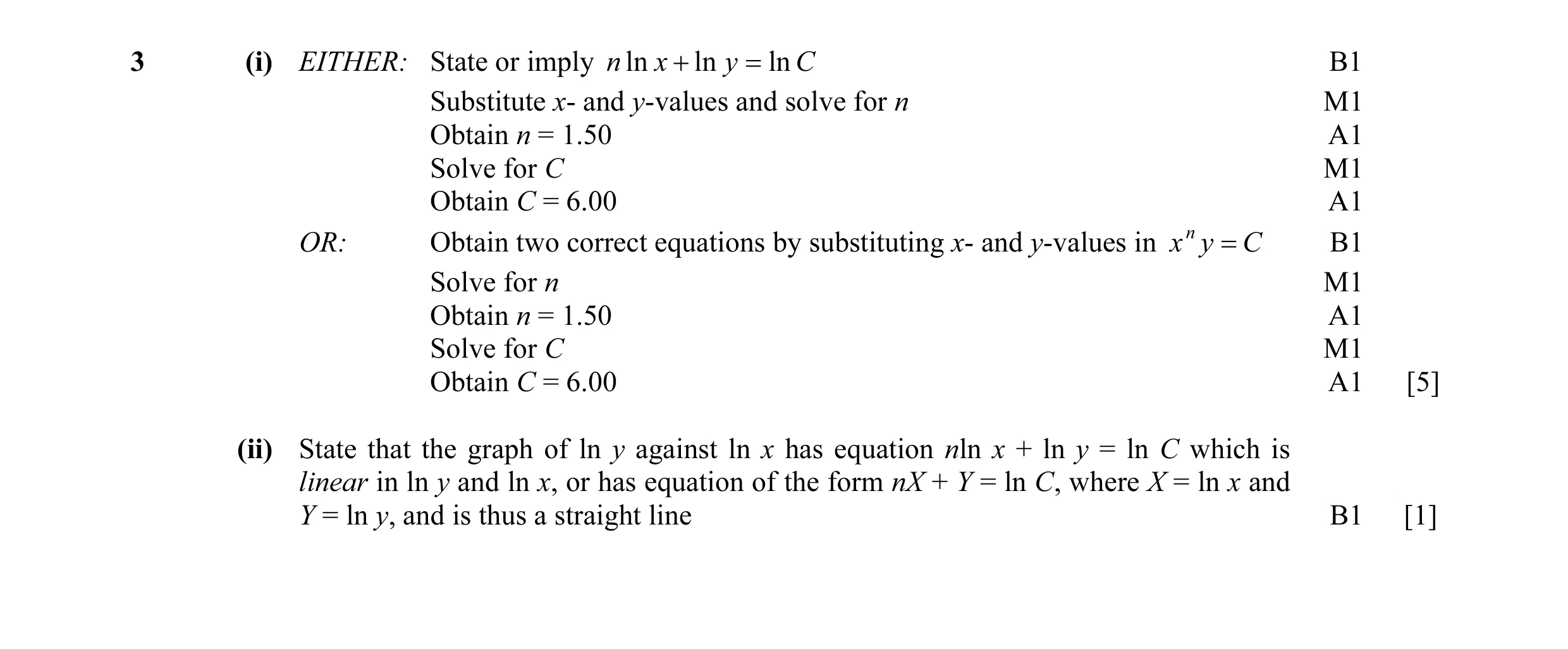 Mark scheme for question 4