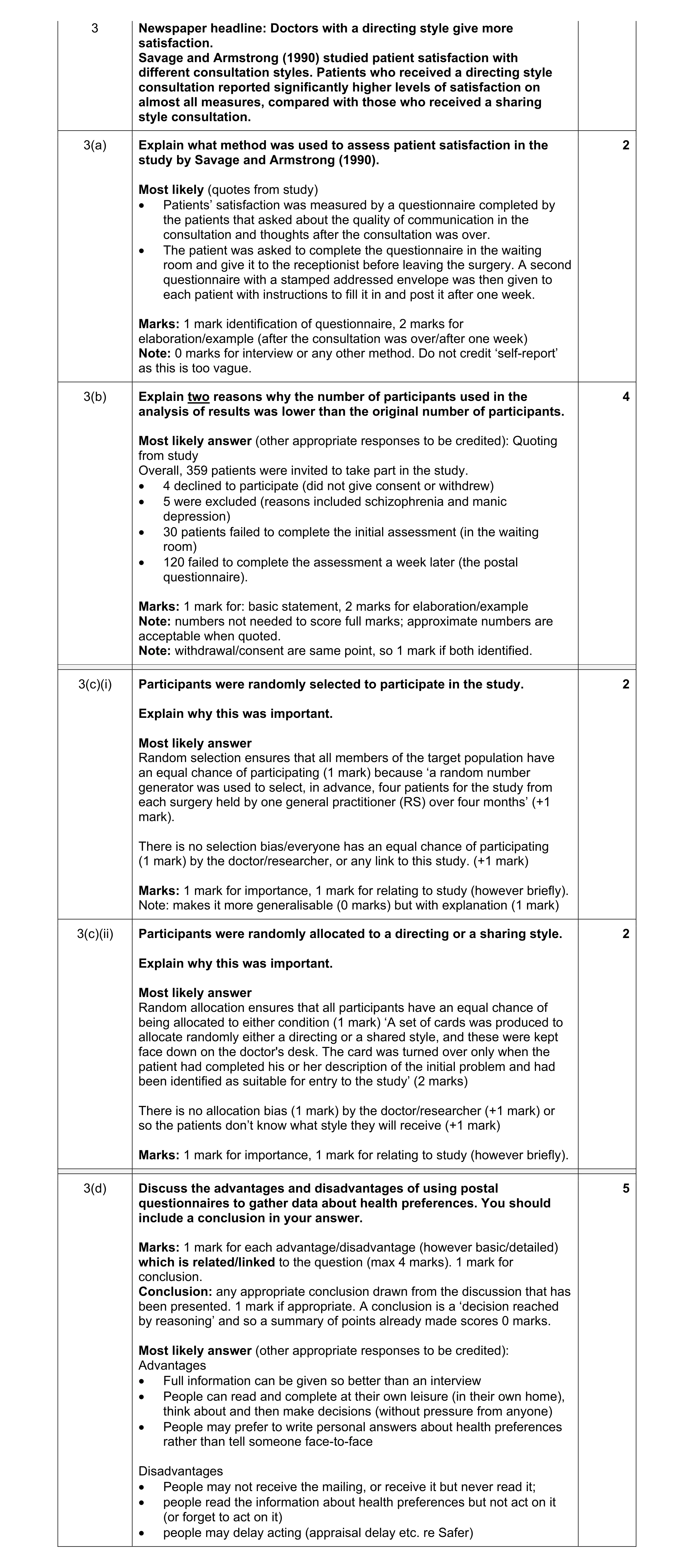 Mark scheme for question 23