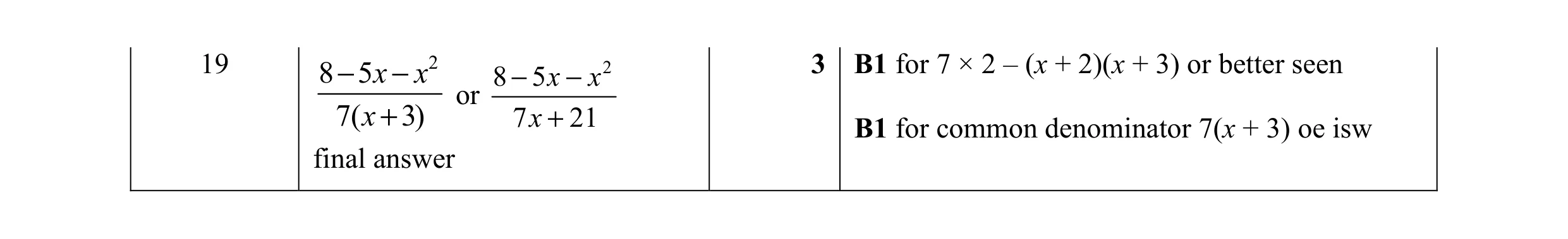 Mark scheme for question 27