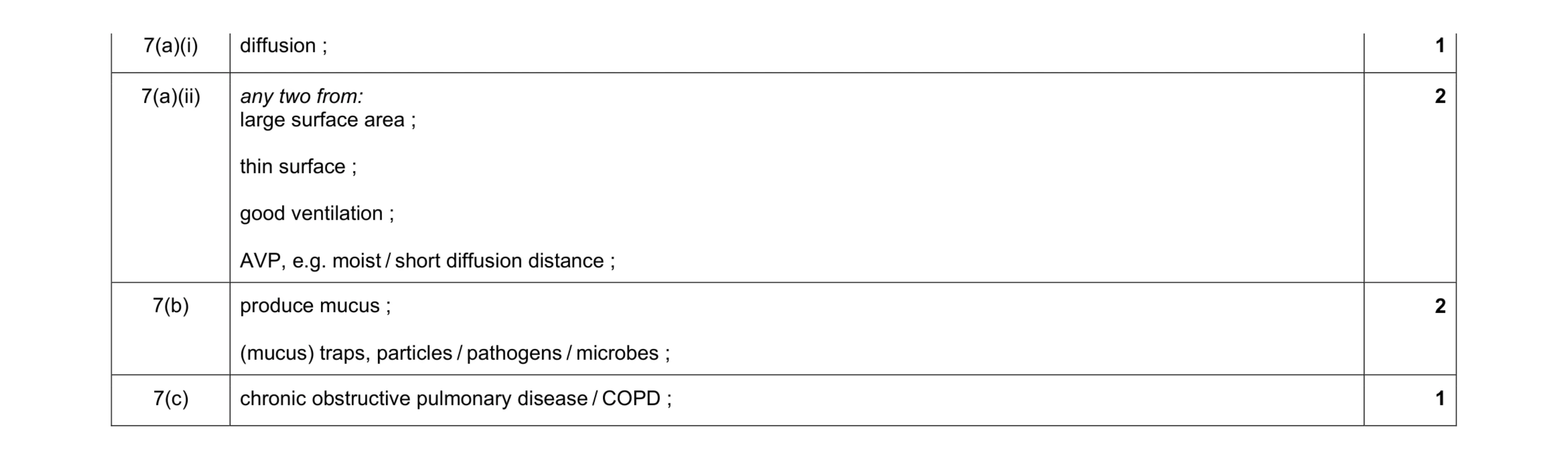 Mark scheme for question 19