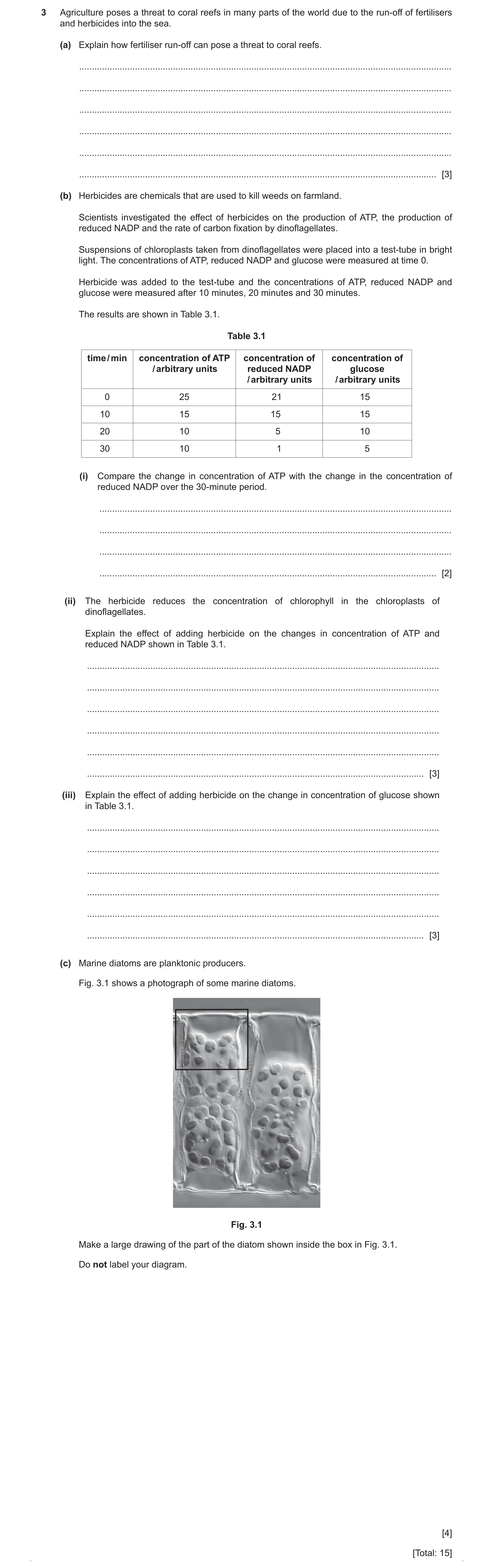 Question 13: Agriculture poses a threat to coral reefs in many parts of the world due to the run-off of fertilisers and herbicides into the sea. (a) Exp…