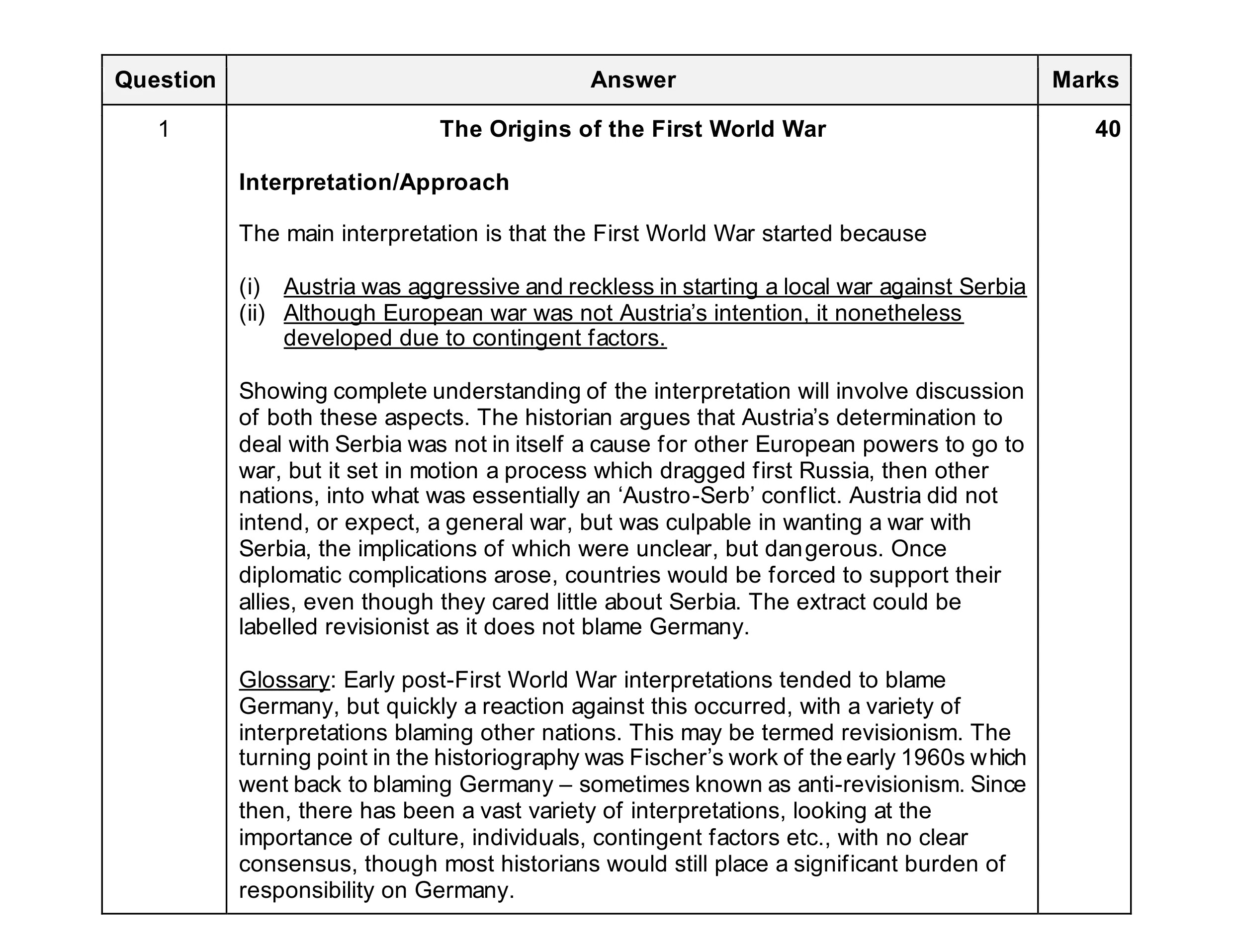 Mark scheme for question 67