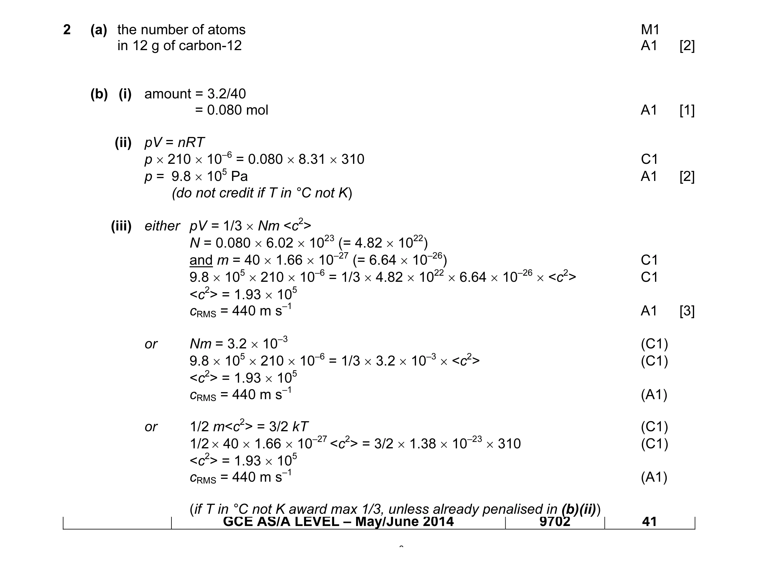Mark scheme for question 6