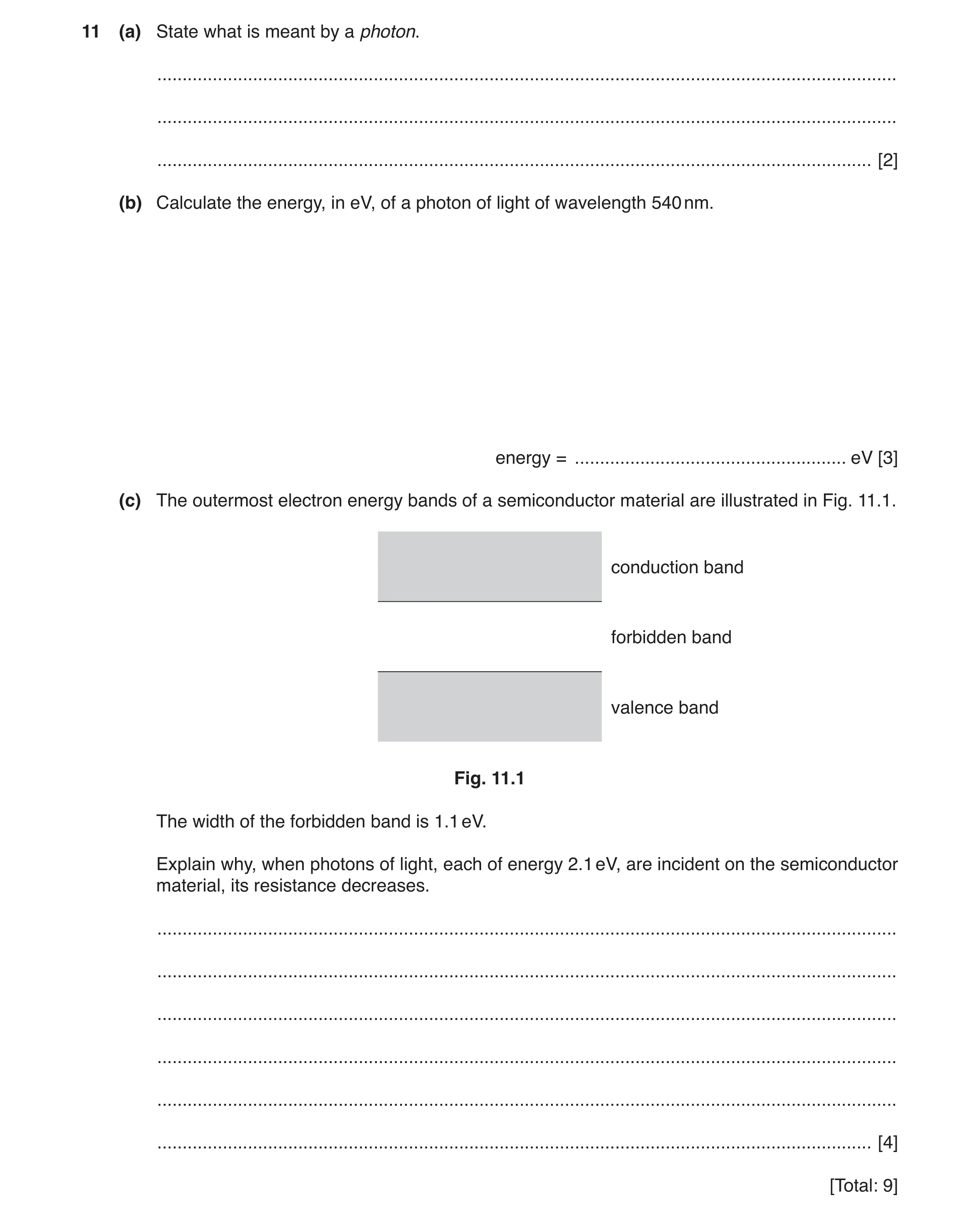 Question 7: (a) State what is meant by a photon. ......................................................................................................…