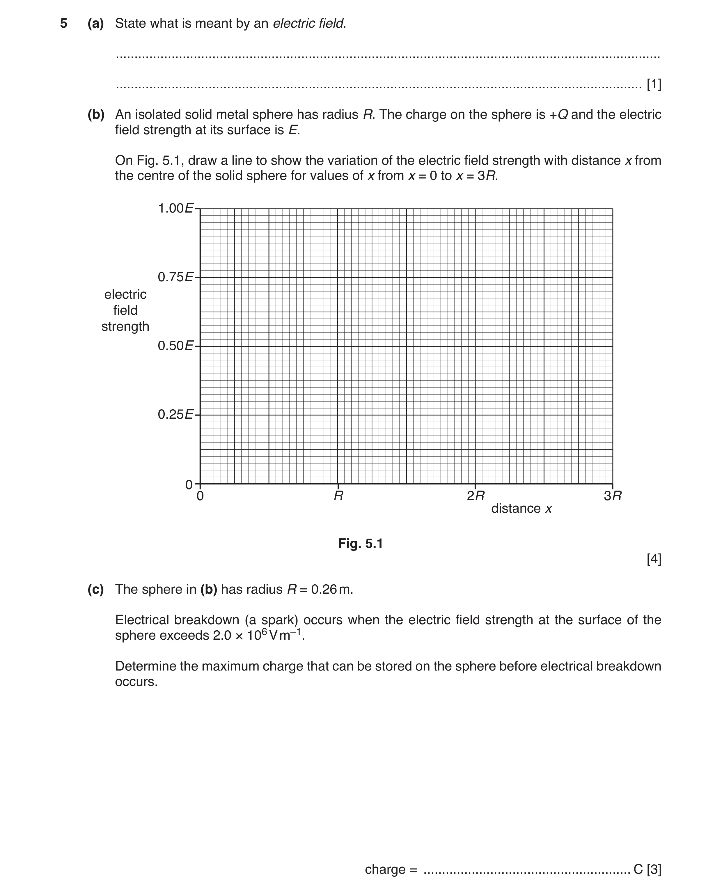 Question 5: (a) State what is meant by an electric field. .............................................................................................…