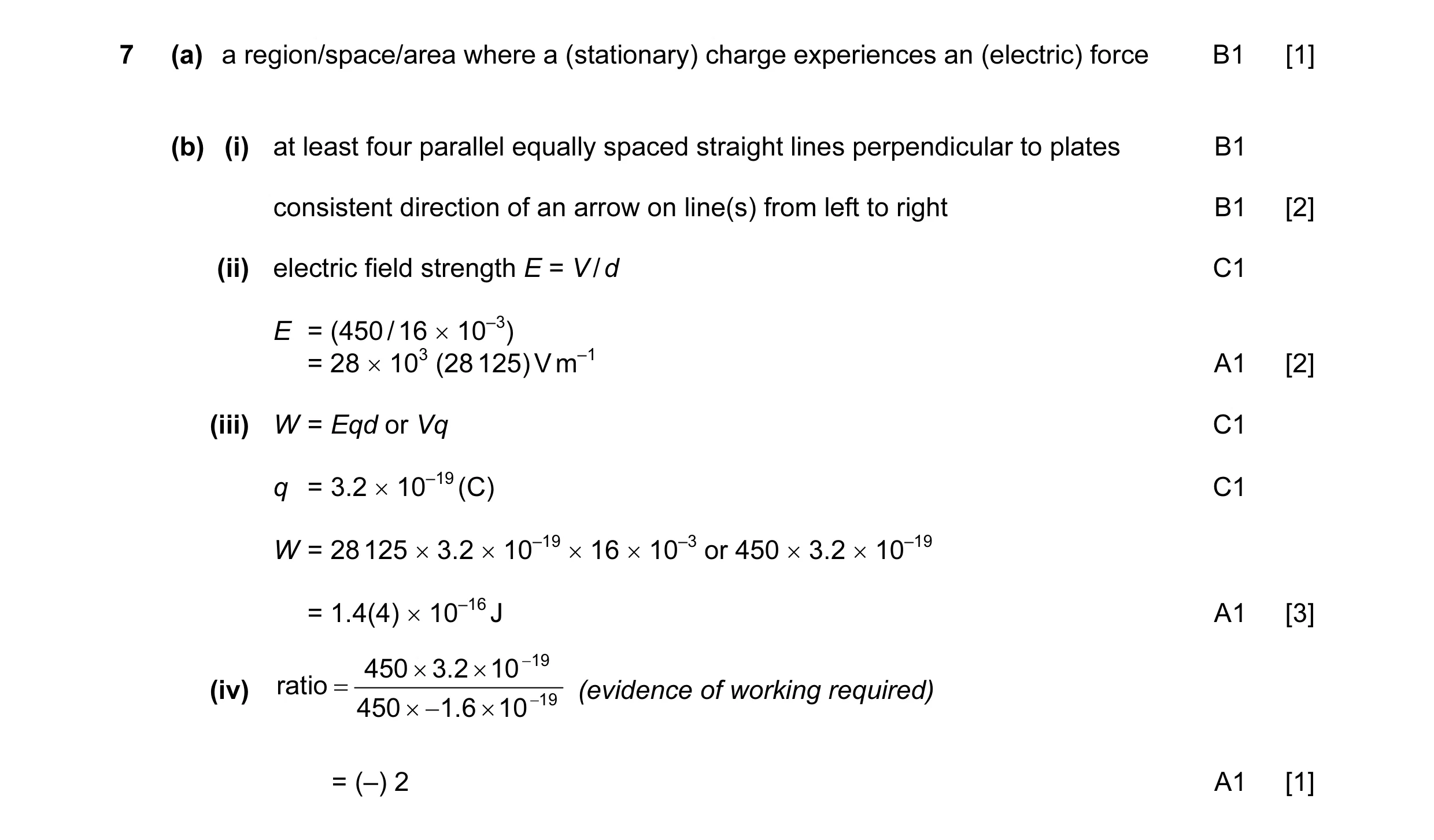 Mark scheme for question 14