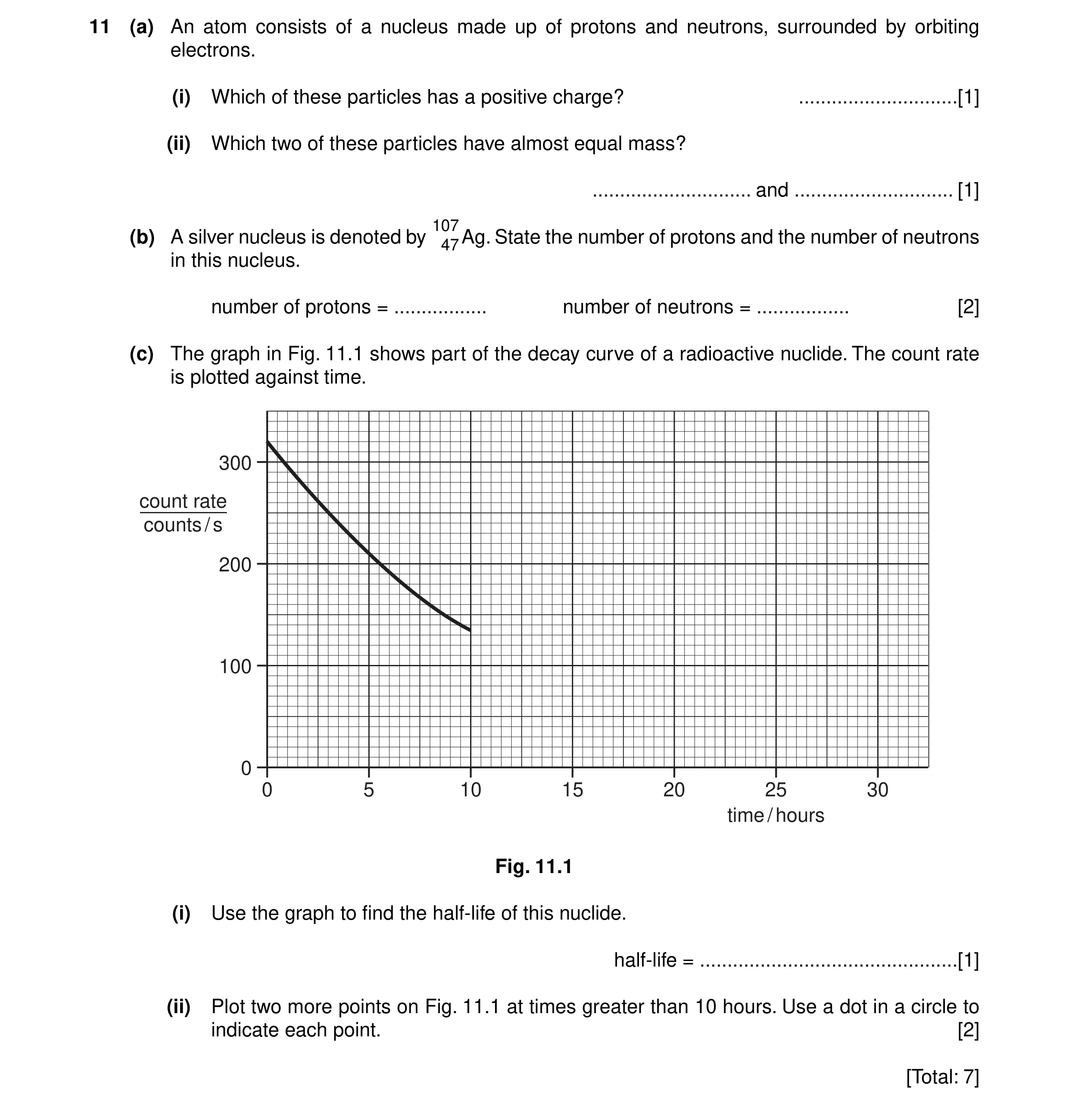 Question 6: (a) An atom consists of a nucleus made up of protons and neutrons, surrounded by orbiting electrons. (i) Which of these particles has a pos…